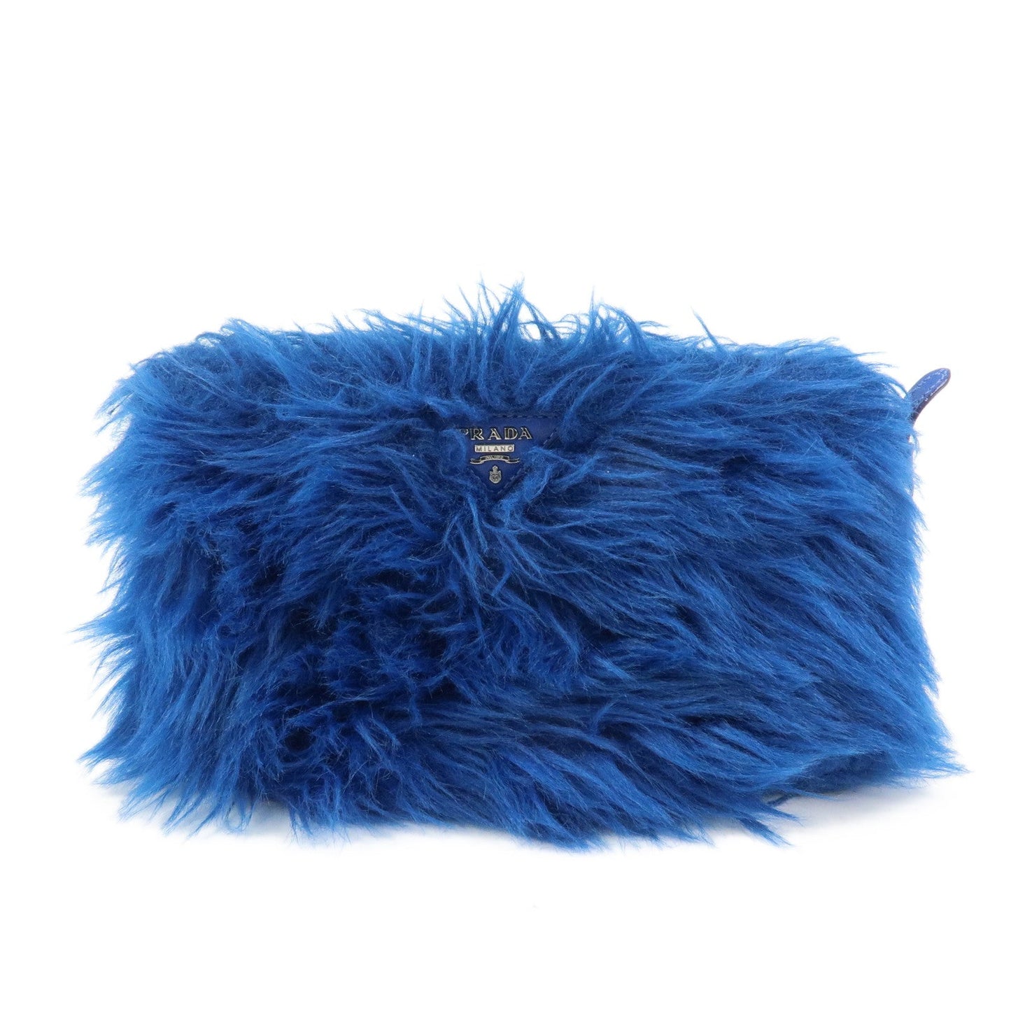 Clutch Bag Triangle Faux Fur Flat Pouch Blue Logo Shoes