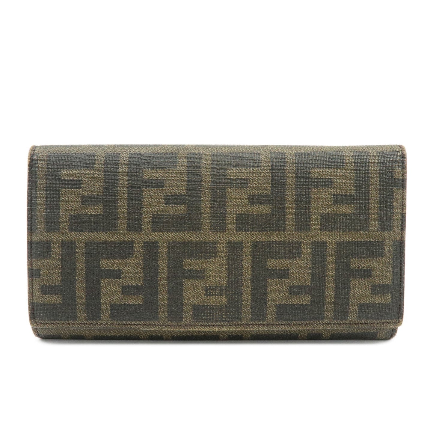 Zucca Bi-fold Long Wallet Leather Black Brown Handbag
