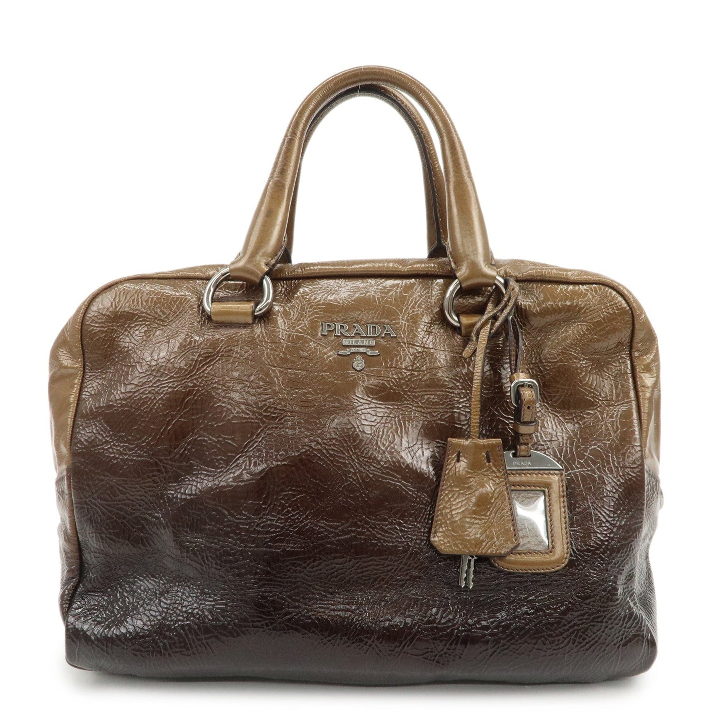 Hand Bag Boston Bag Leather Patent Brown Handbag