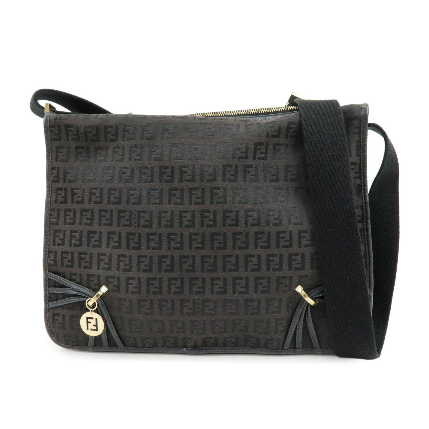 Shoulder Bag Zucchino Dark Leather Canvas Brown