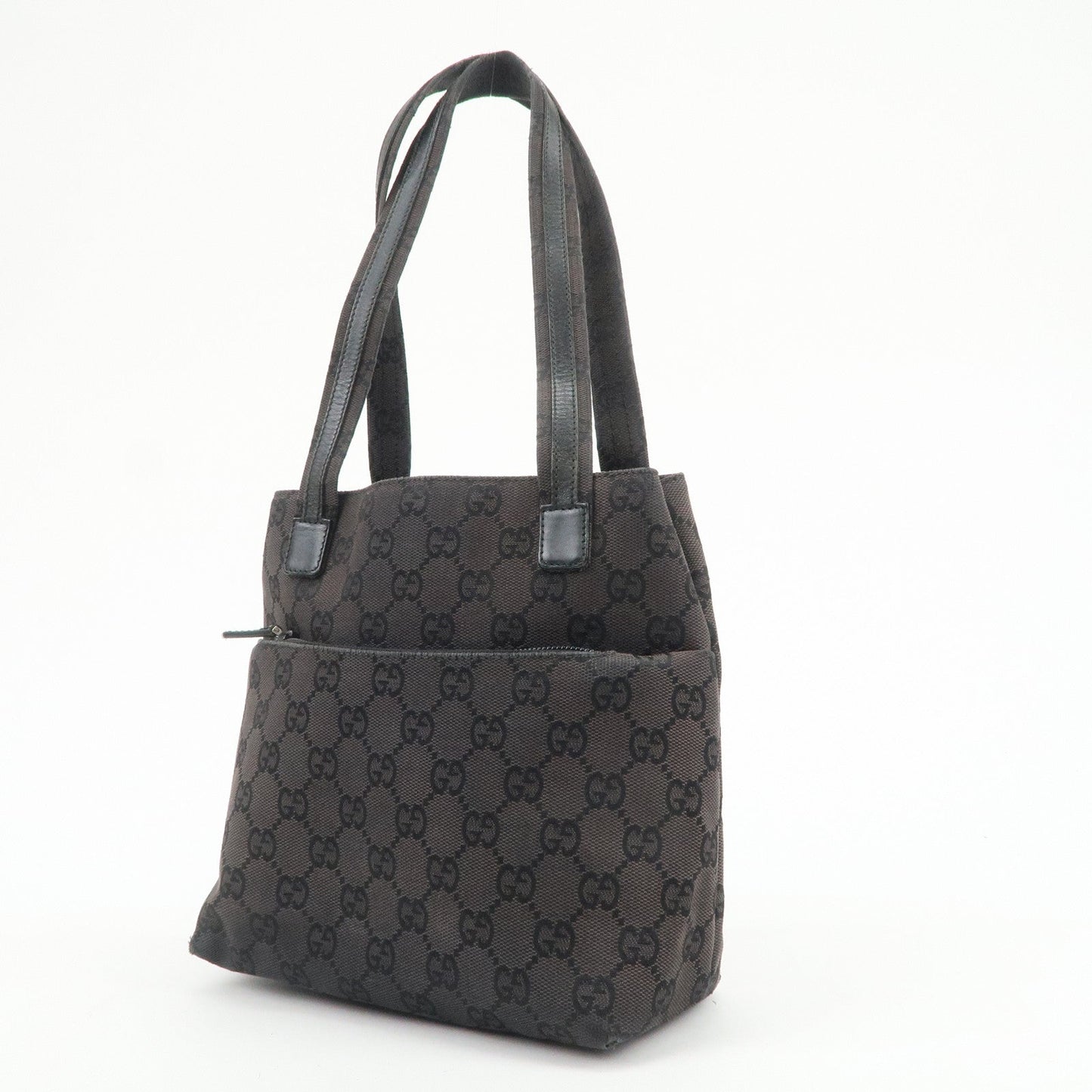GUCCI GG Canvas Leather Hand Bag Shoulder Bag Dark Brown 002?1075