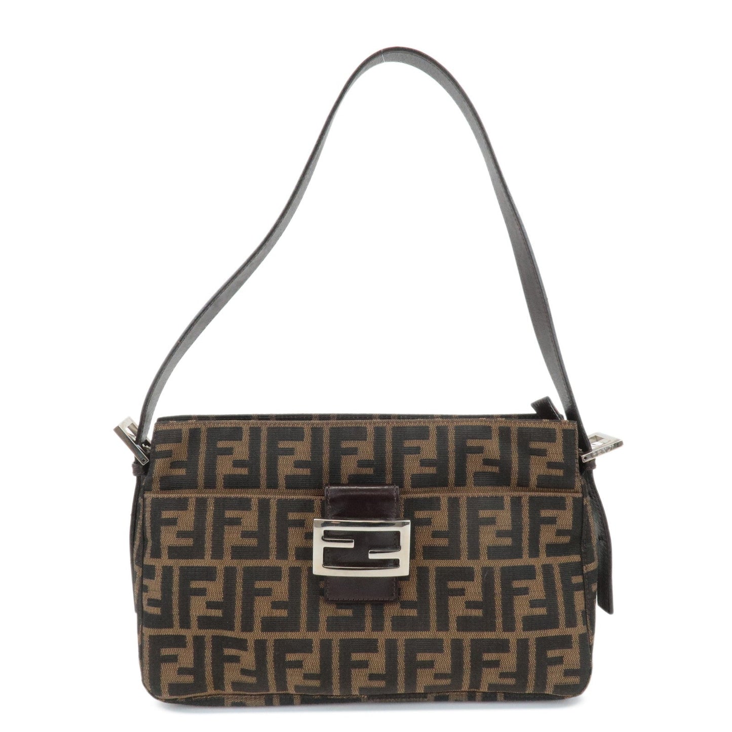 Shoulder Bag Zucca Semi Leather Canvas Black