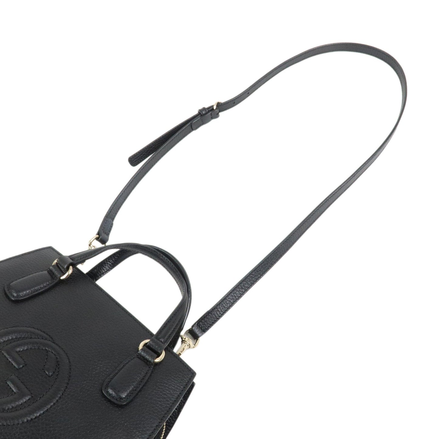 GUCCI SOHO Interlocking G Calf Leather 2Way Bag Black 607722