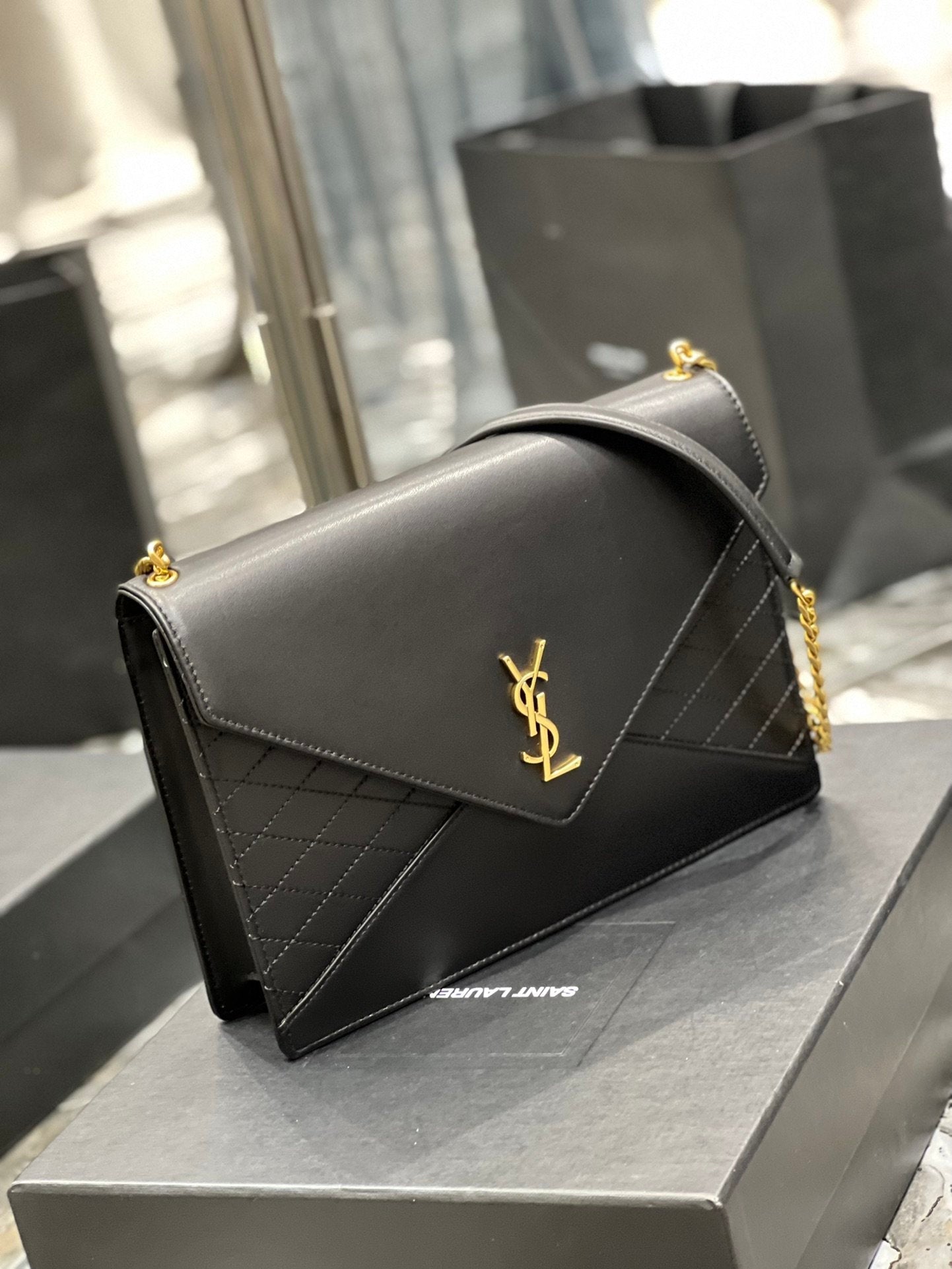 YSL Saint Laurent YSL Top Quality Gaby Bag With Hardware Black Gold Travel Bag