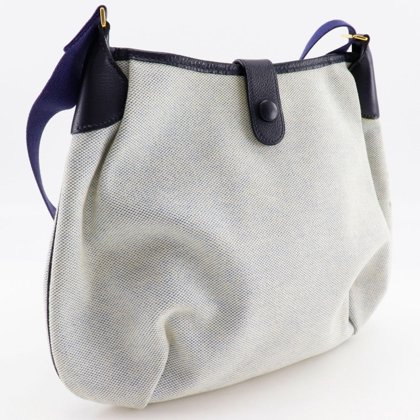 Hermes Toile Shoulder Bag Gray Navy