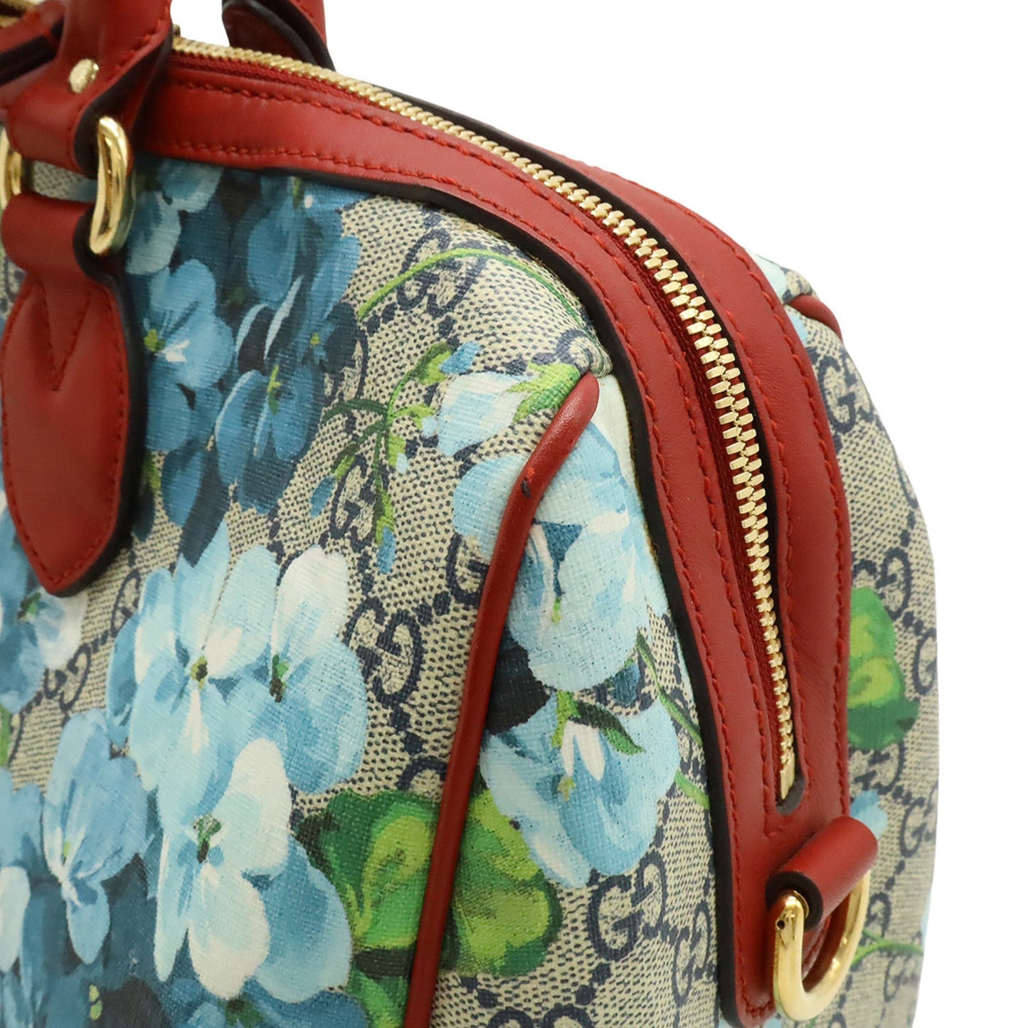 Gucci Beige Blue Multi-Color Red Color Gg Supreme Leather Boston Bag Handbag Shoulder Bag