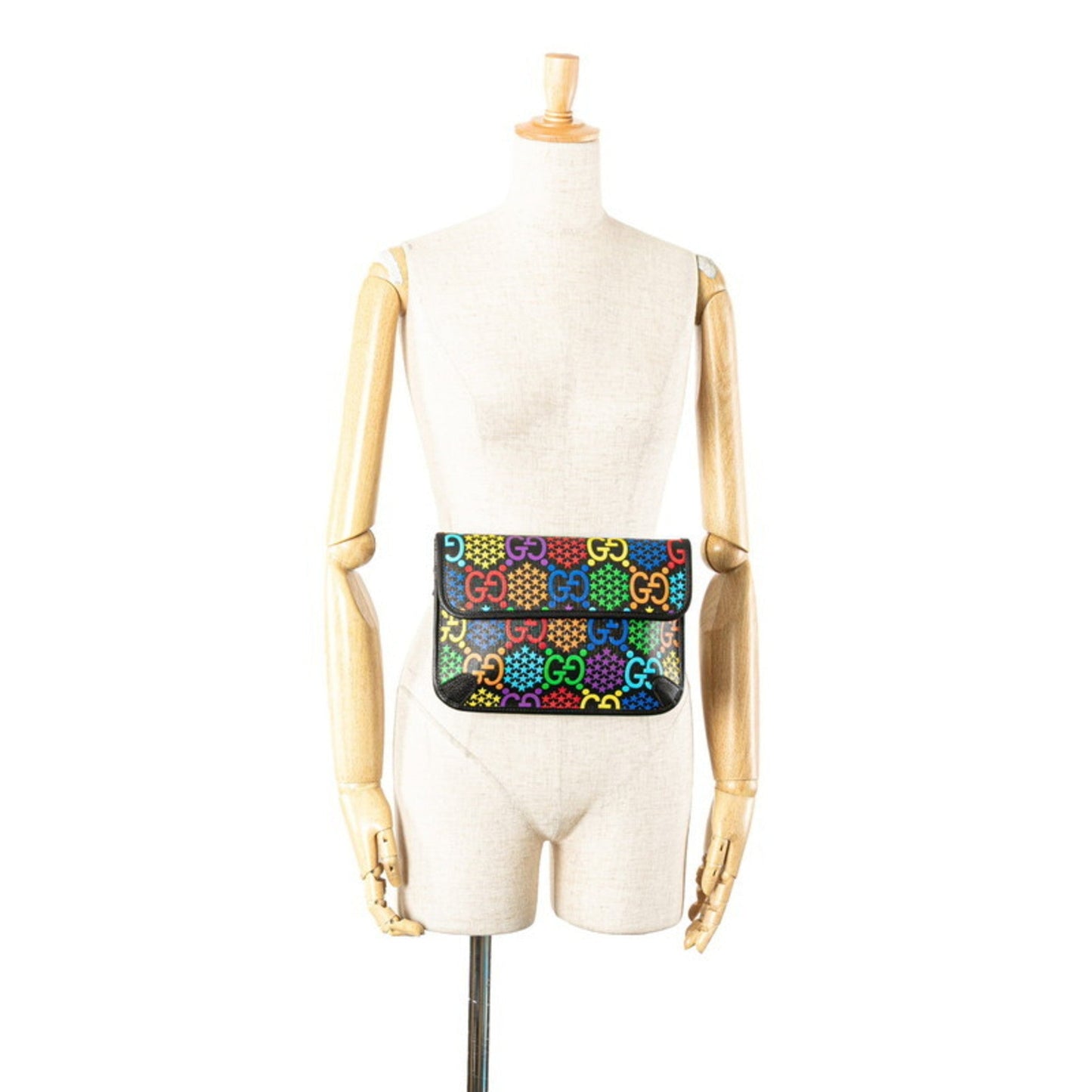Gucci Black Multi-Color Pvc Leather Sling Bag