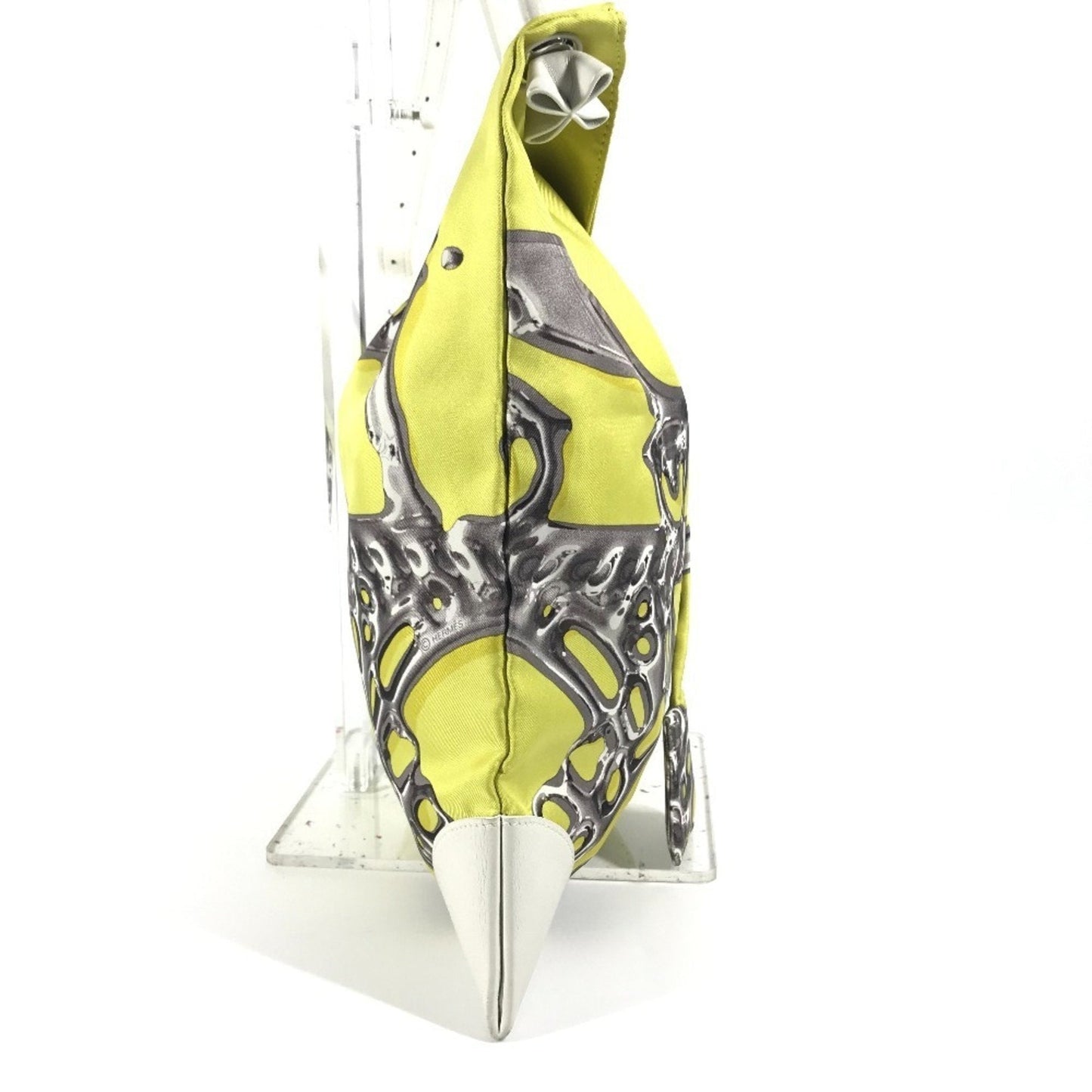 Hermes Silk Shoulder Bag Leather White Yellow