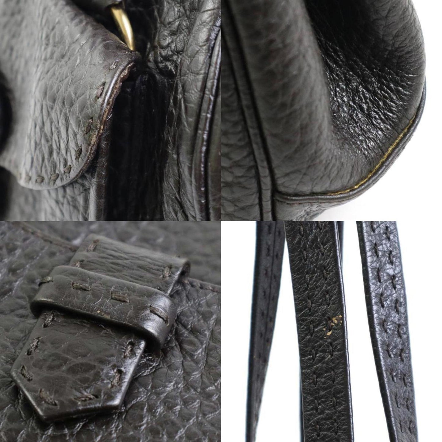 Prada Shoulder Bag Dark Ladies Leather Brown Gold