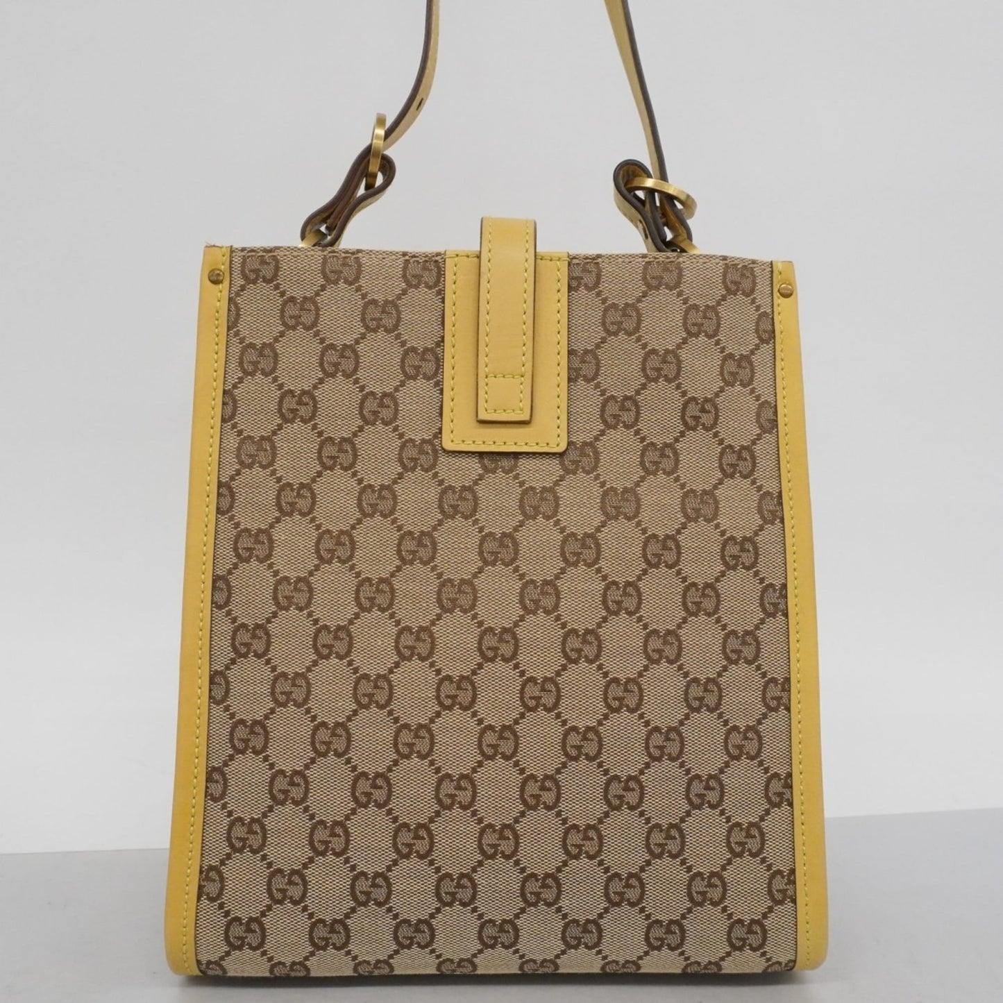 Gucci Beige Yellow Canvas Leather Shoulder Bag