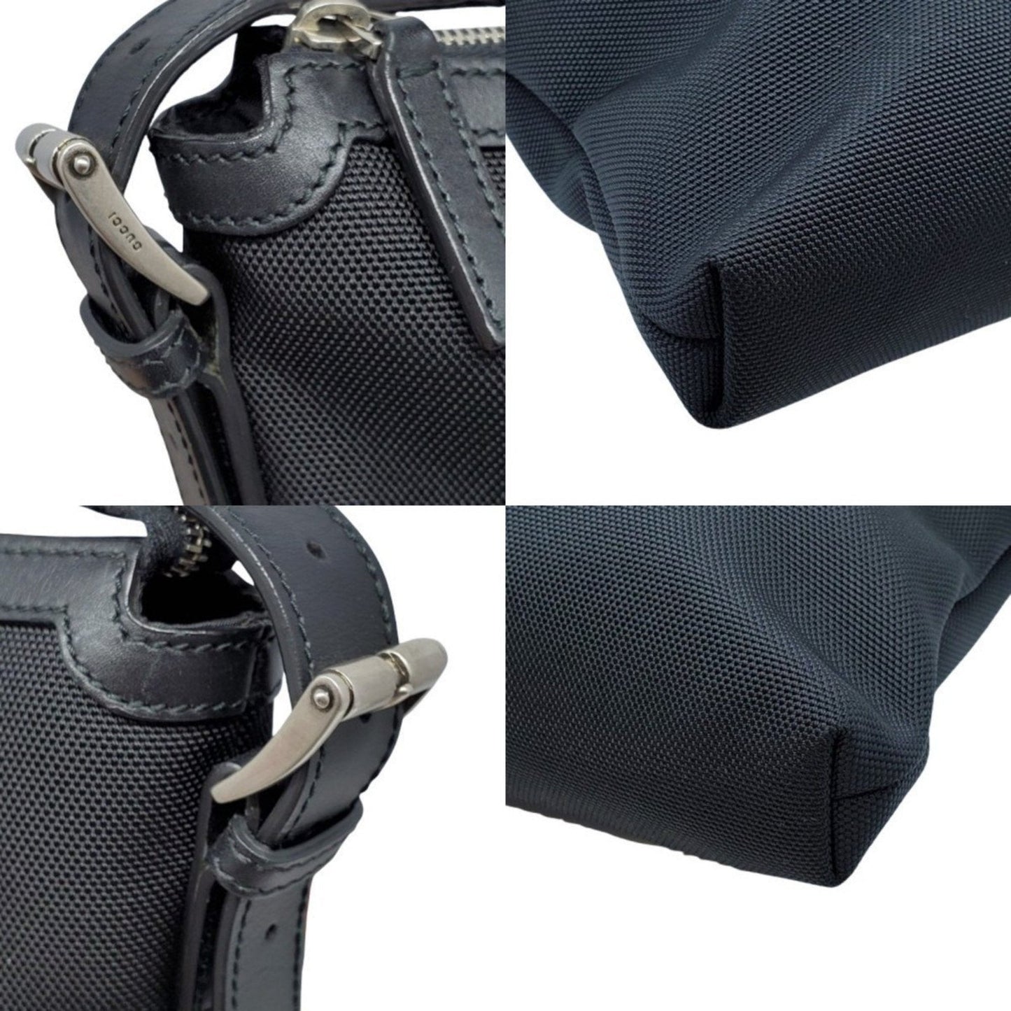 Gucci Sherry Line Black Canvas Leather Shoulder Bag