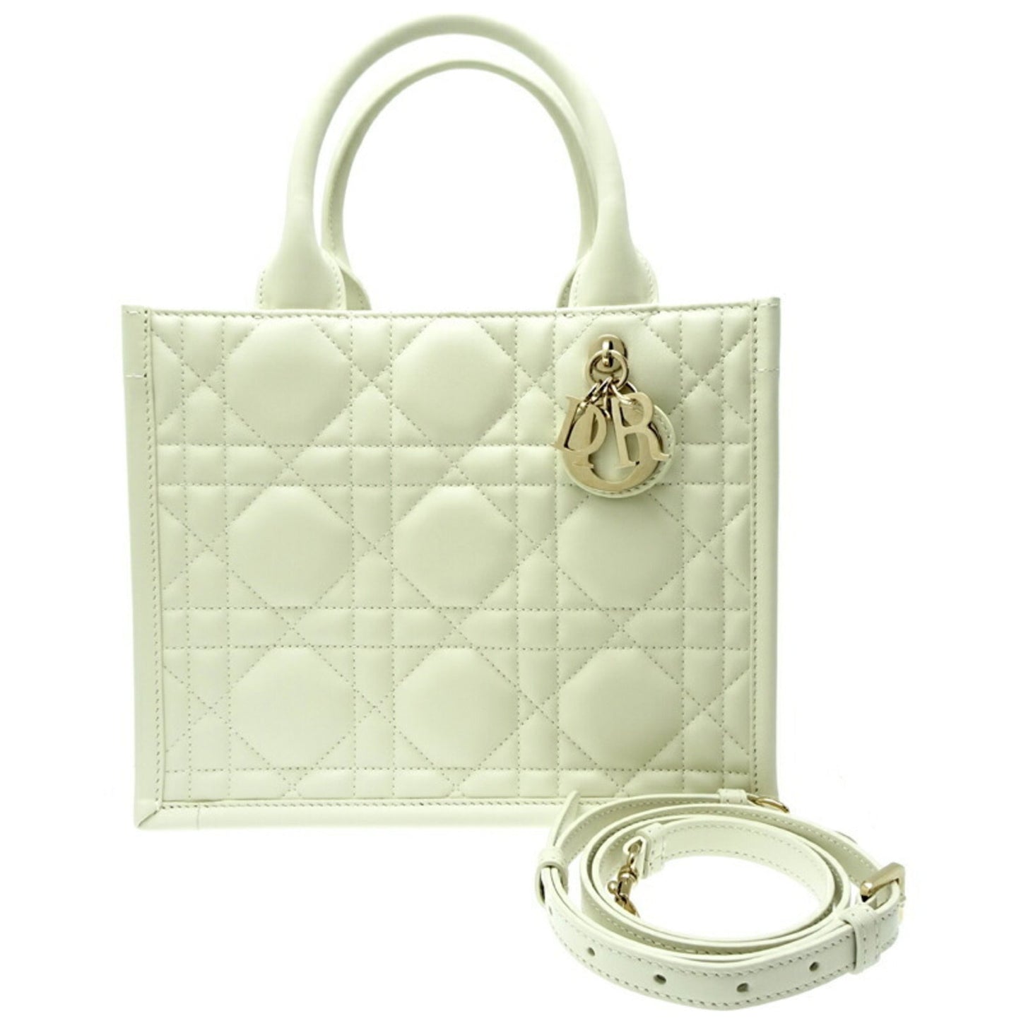 Dior Handbag Christian Tote Bag Leather White