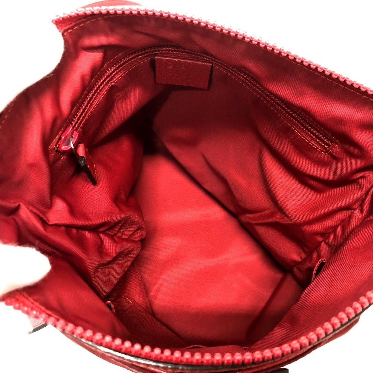 Gucci Red Color Nylon Leather Shoulder Bag