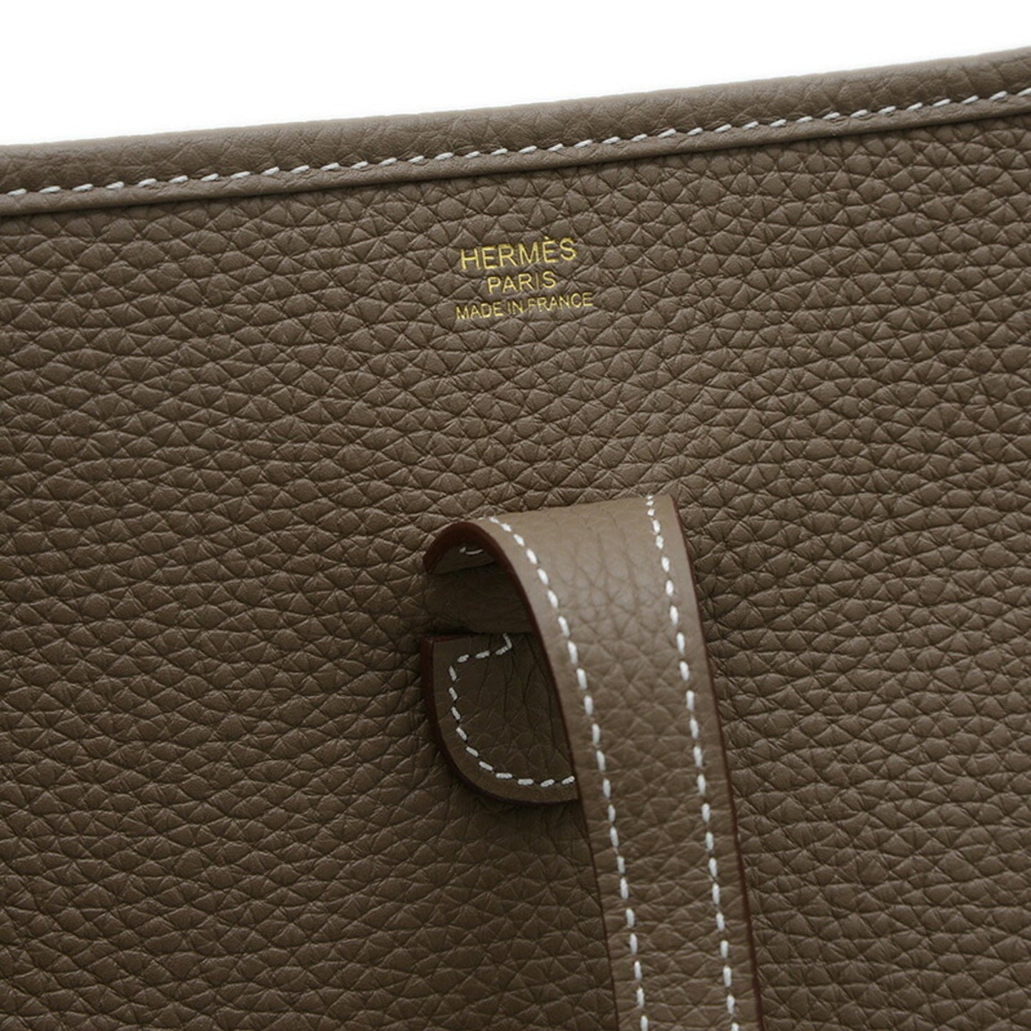 Hermes Etoupe Taurillon Clemence Shoulder Bag Leather Gray Shoulder Bag 7