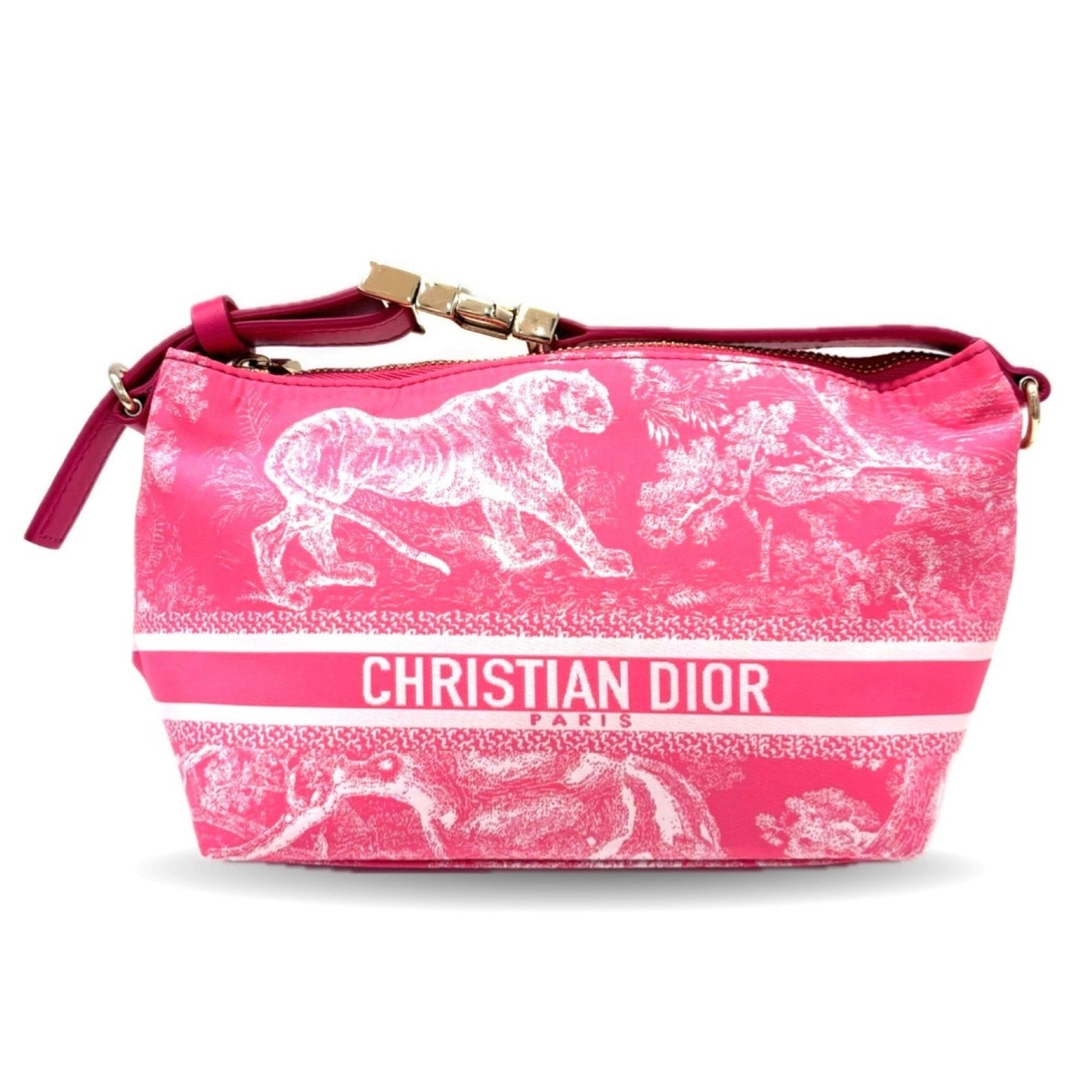 Dior Handbag Christian Pouch Leather Nylon Pink Satchel Bag