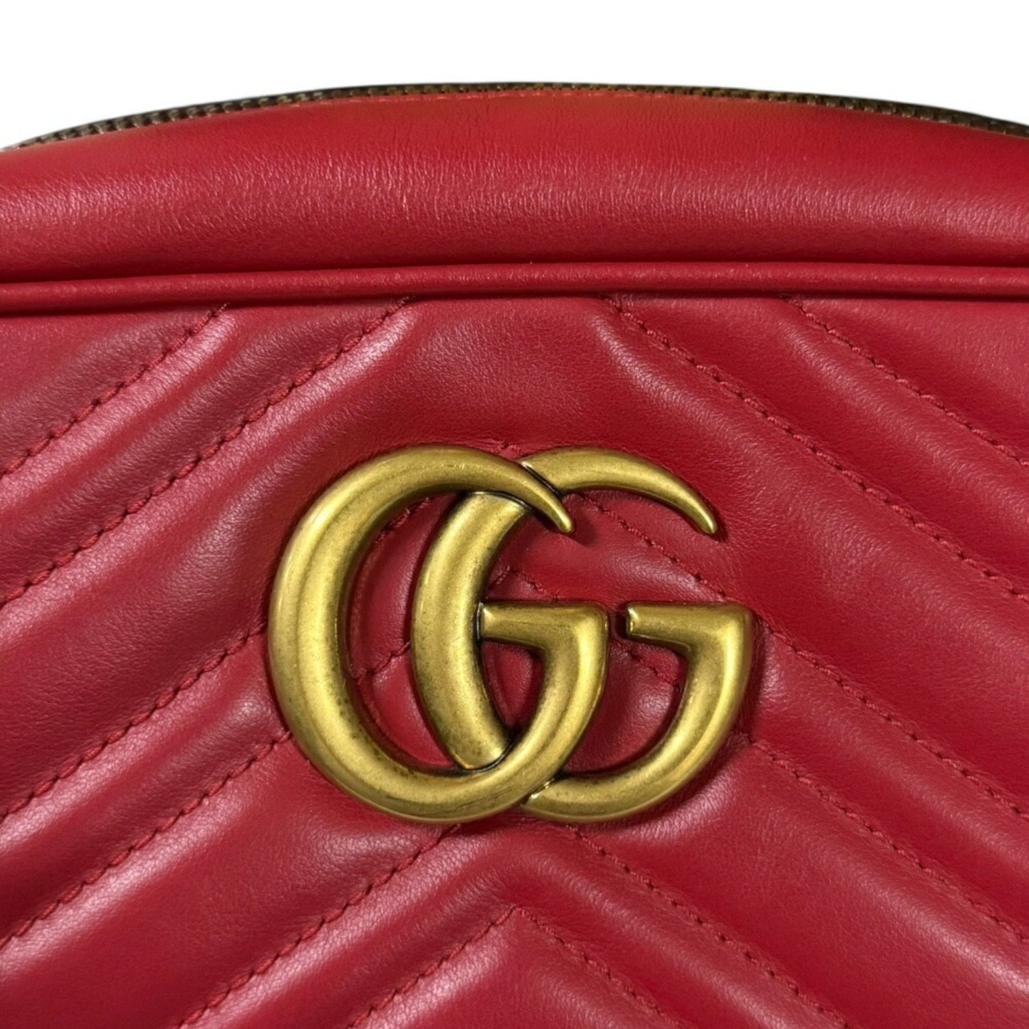 Gucci Gg Marmont Red Color Leather Shoulder Bag
