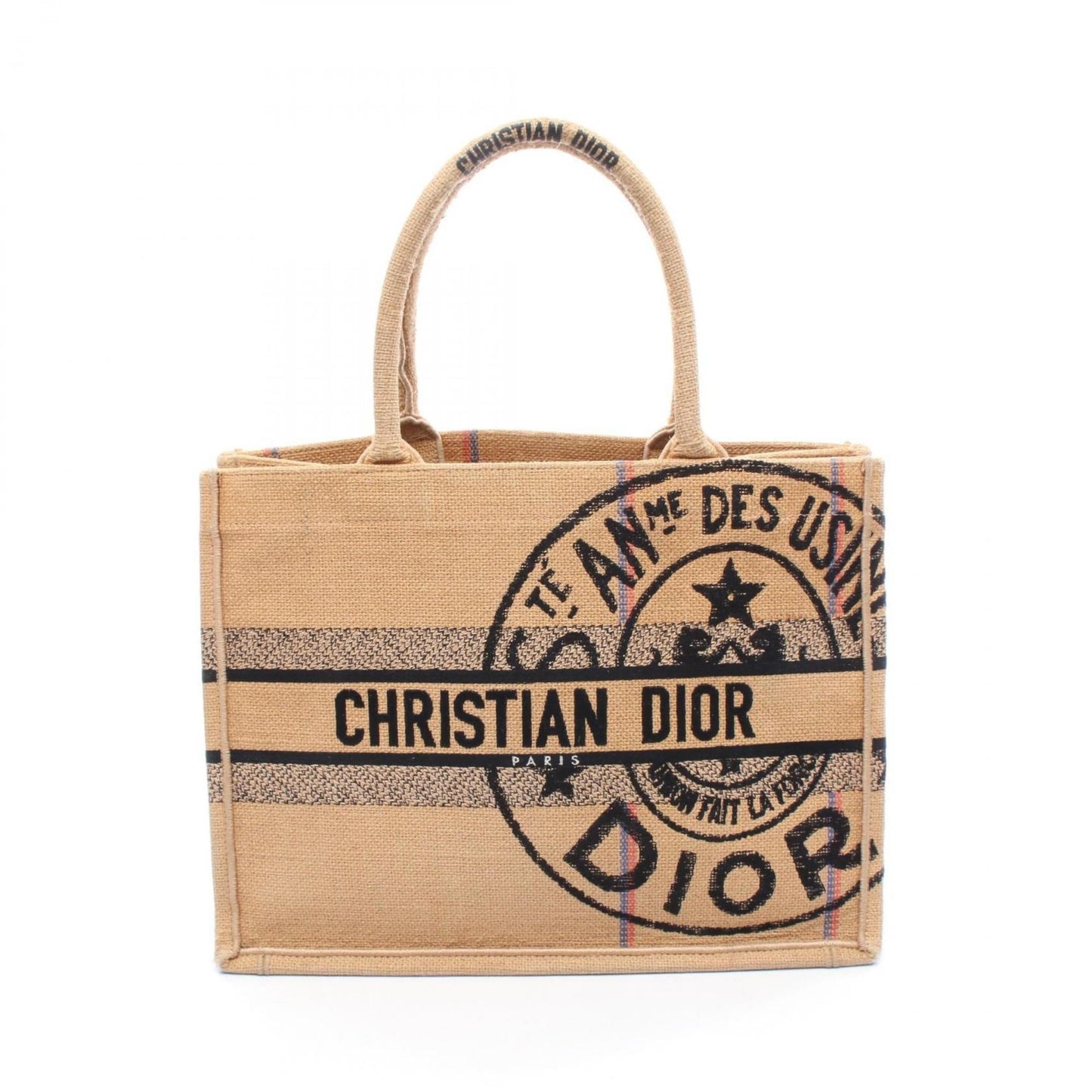 Dior Handbag Christian Multi-Color Tote Bag Raffia Black Brown
