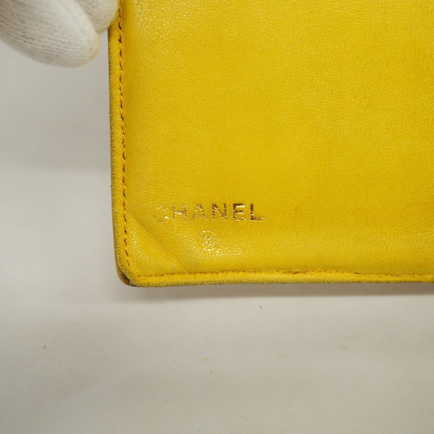 ChanelAuth Wallet Gold Hardware Women's Caviar Leather Yellow