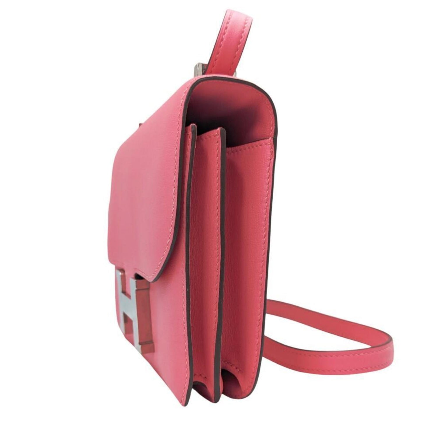 Hermes Rose Azalee Evercalf Shoulder Bag Leather Pink