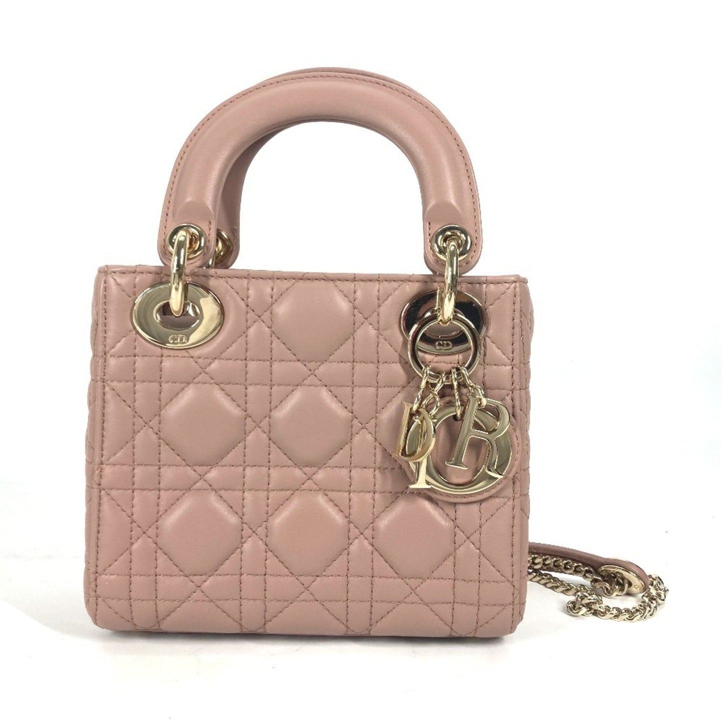 Dior Handbag Christian Shoulder Bag 3 Leather Beige Pink