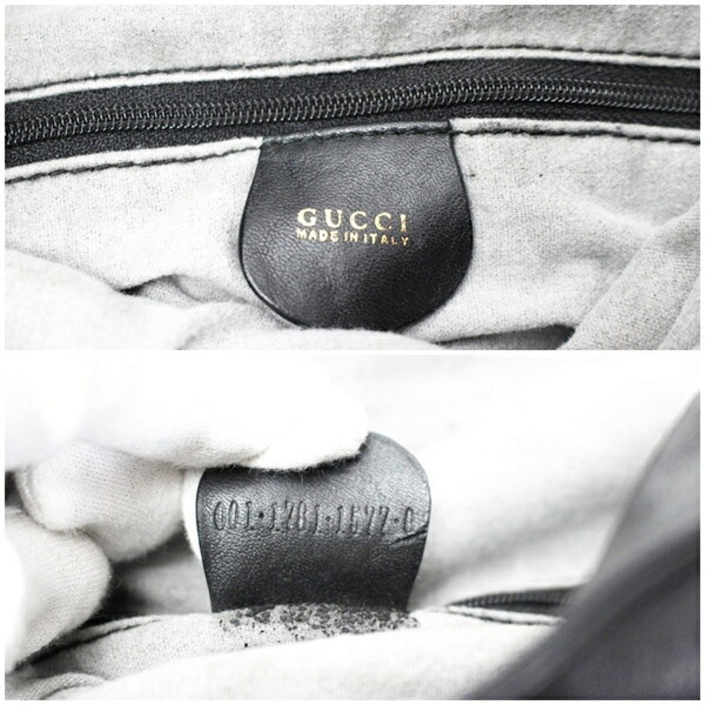 Gucci Bamboo Black Gray Leather Shoulder Bag