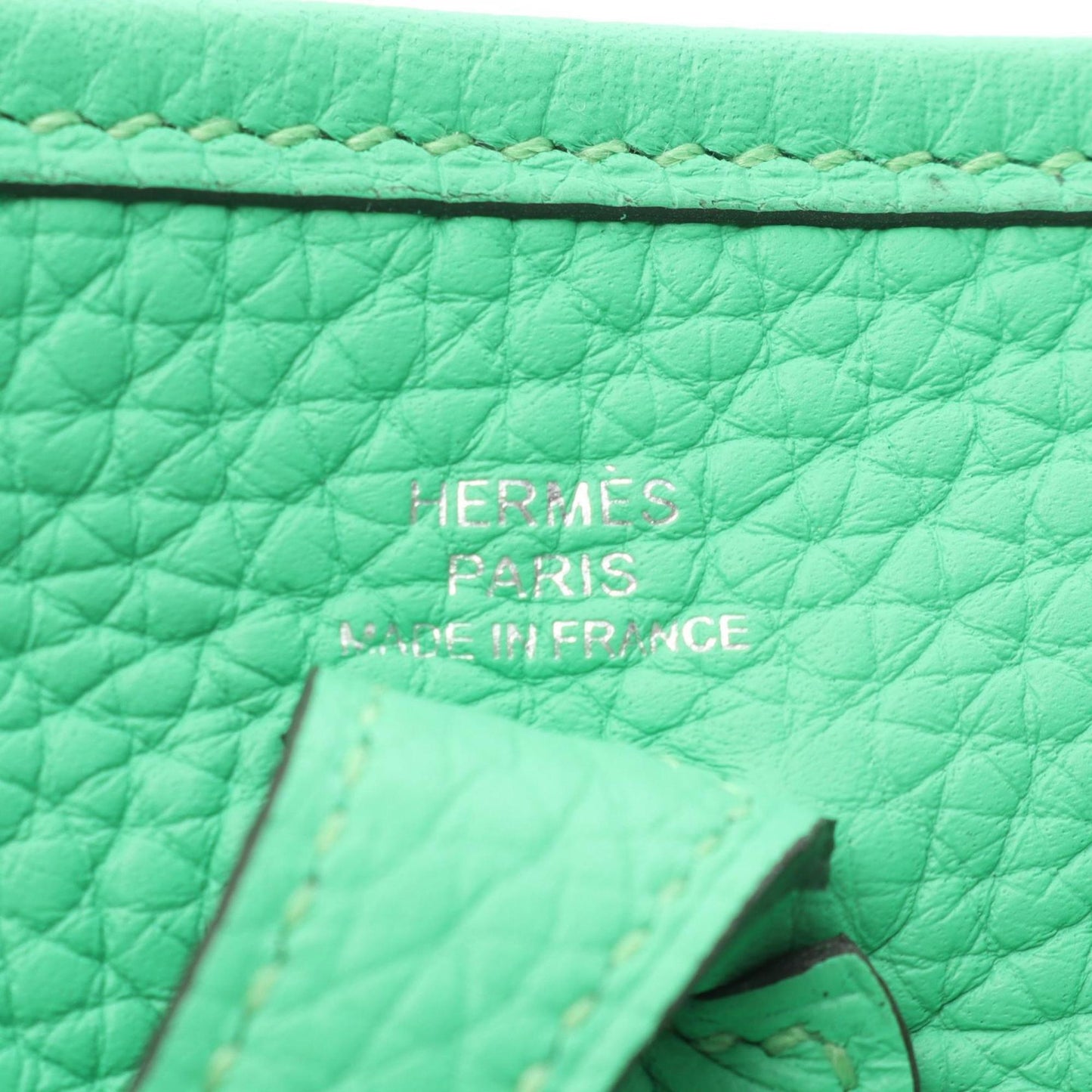 Hermes Taurillon Clemence Shoulder Bag Leather Green Leather Shoulder Bag