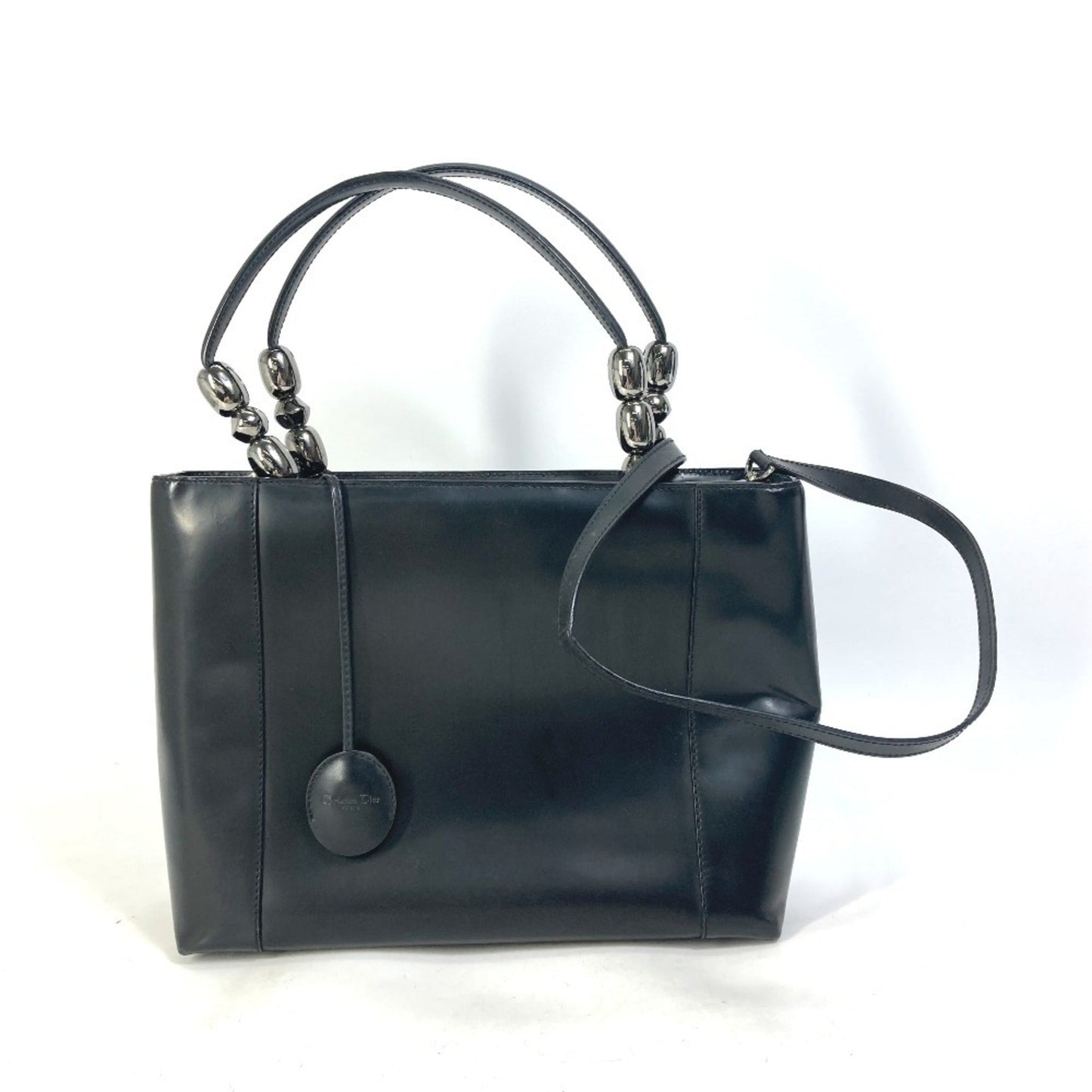 Dior Handbag Christian Shoulder Bag Tote Bag 3 Leather Black
