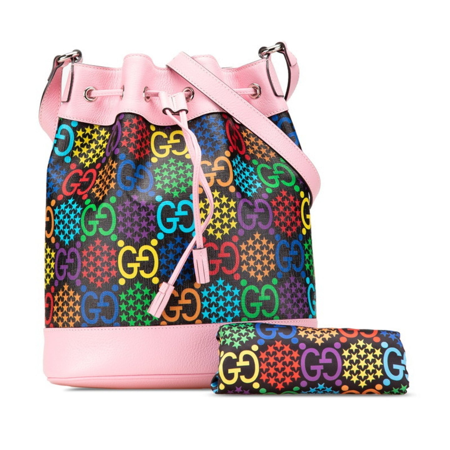 Gucci Black Multi-Color Pink Pvc Leather Shoulder Bag