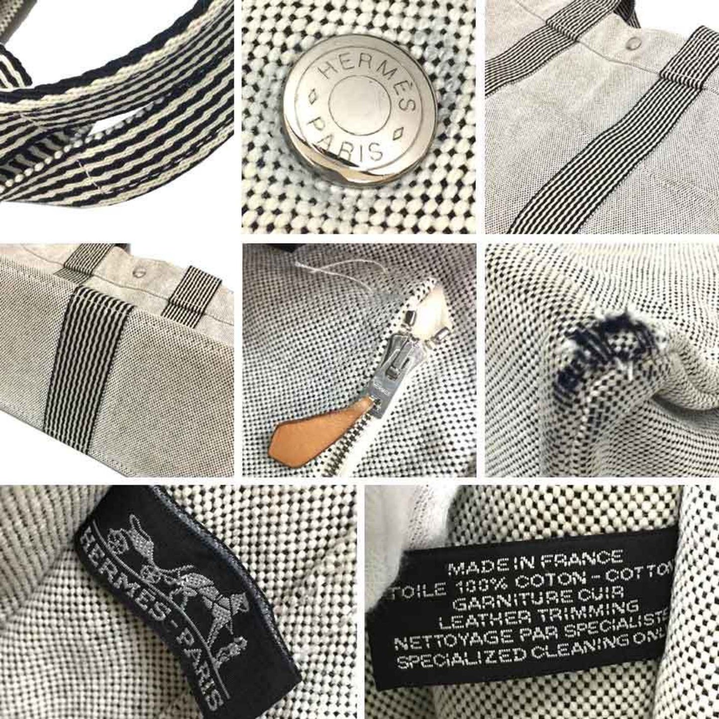 Hermes Cotton Tote Bag Canvas Gray