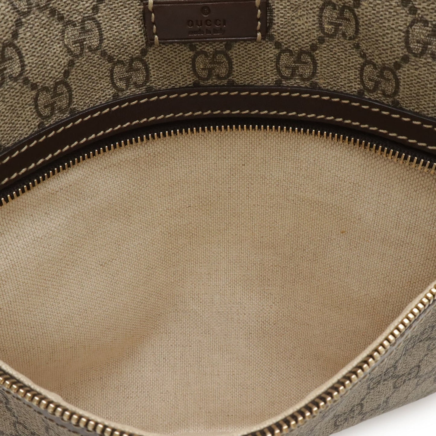 Gucci Beige Dark Brown Khaki Gg Supreme Leather Shoulder Bag
