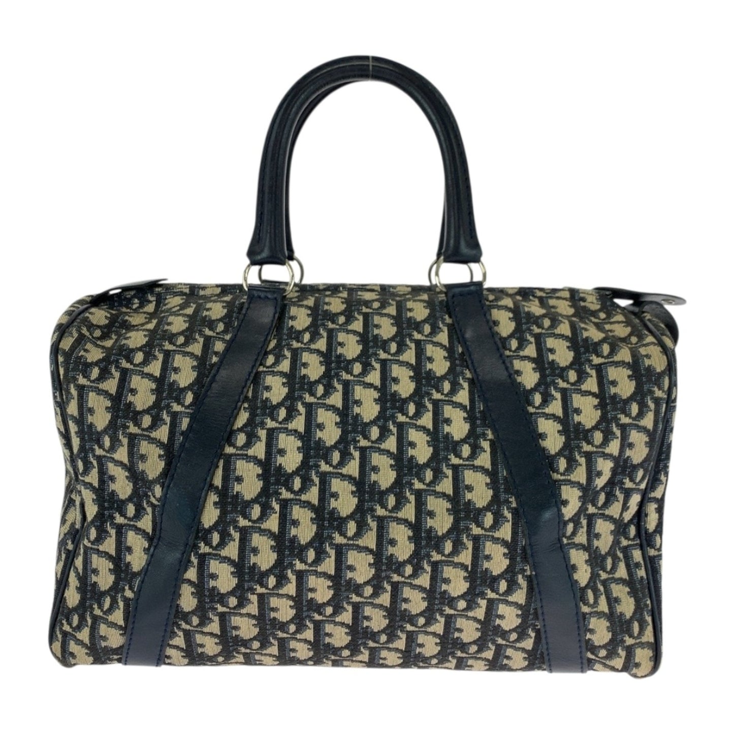Dior Handbag Christian Ivory Boston Bag Canvas Navy Multicolor