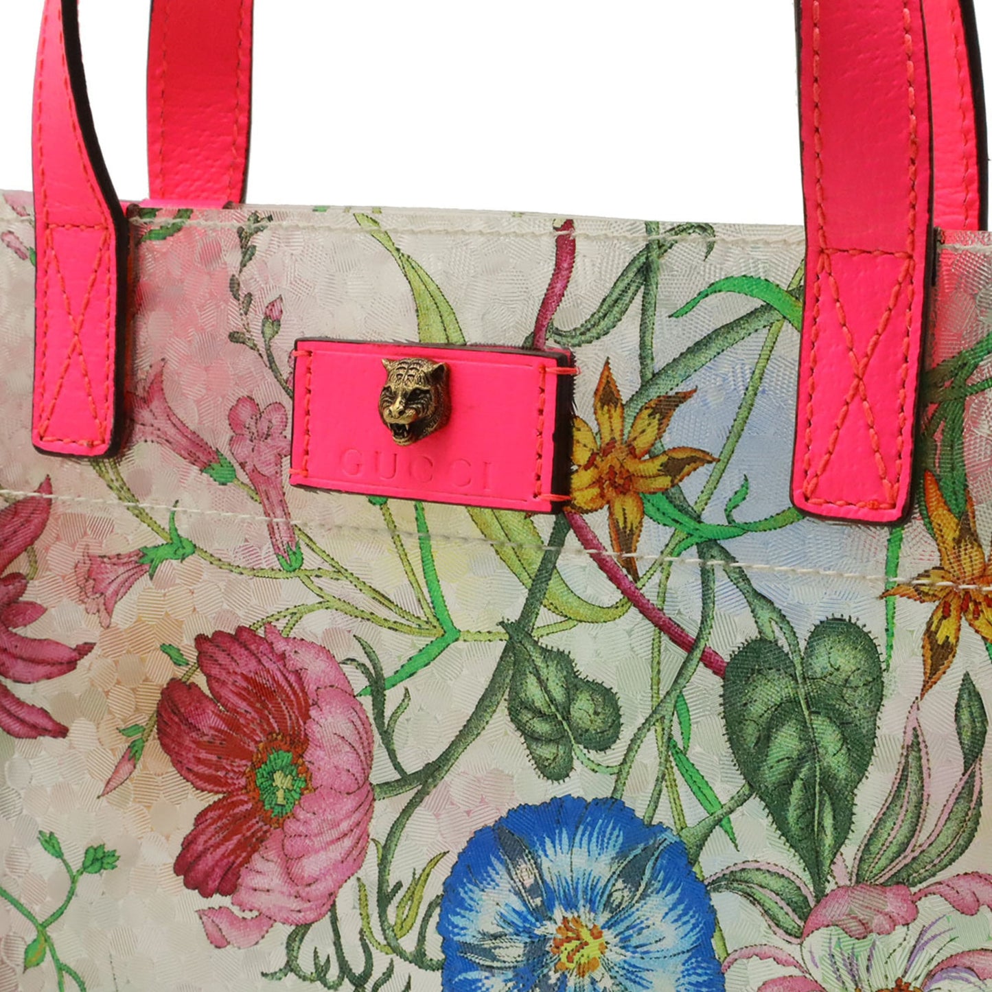 Gucci Clear Multi-Color Pink Vinyl Leather Tote Bag