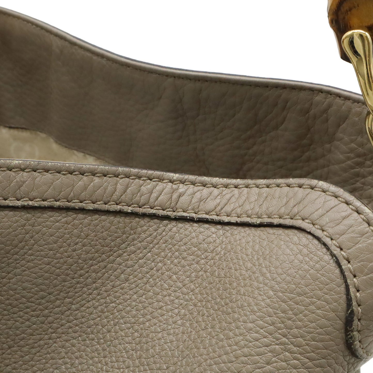 Gucci Bamboo Grayish Bamboo Leather Handbag Shoulder Bag