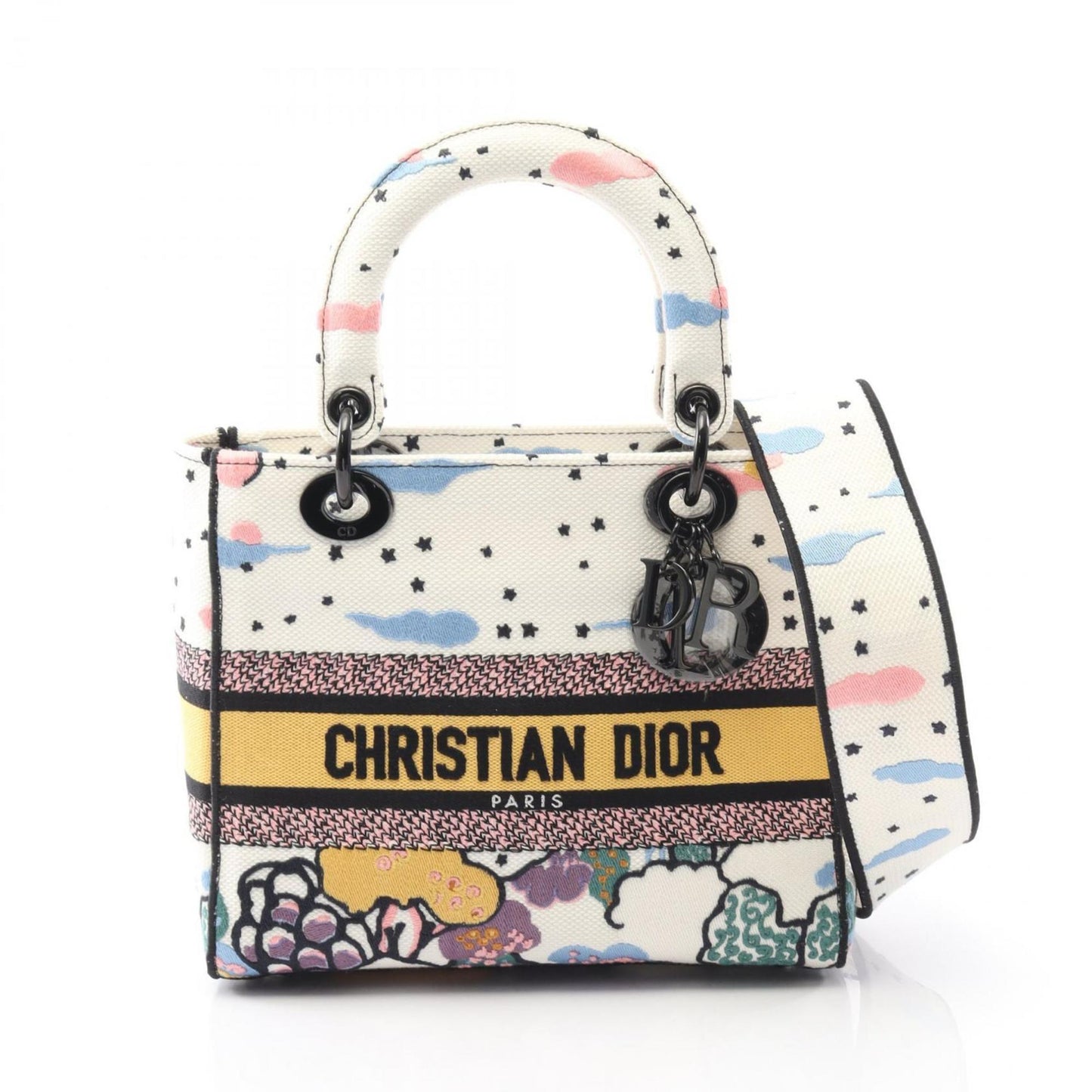 Dior Handbag Christian Multi-Color Canvas White Multicolor