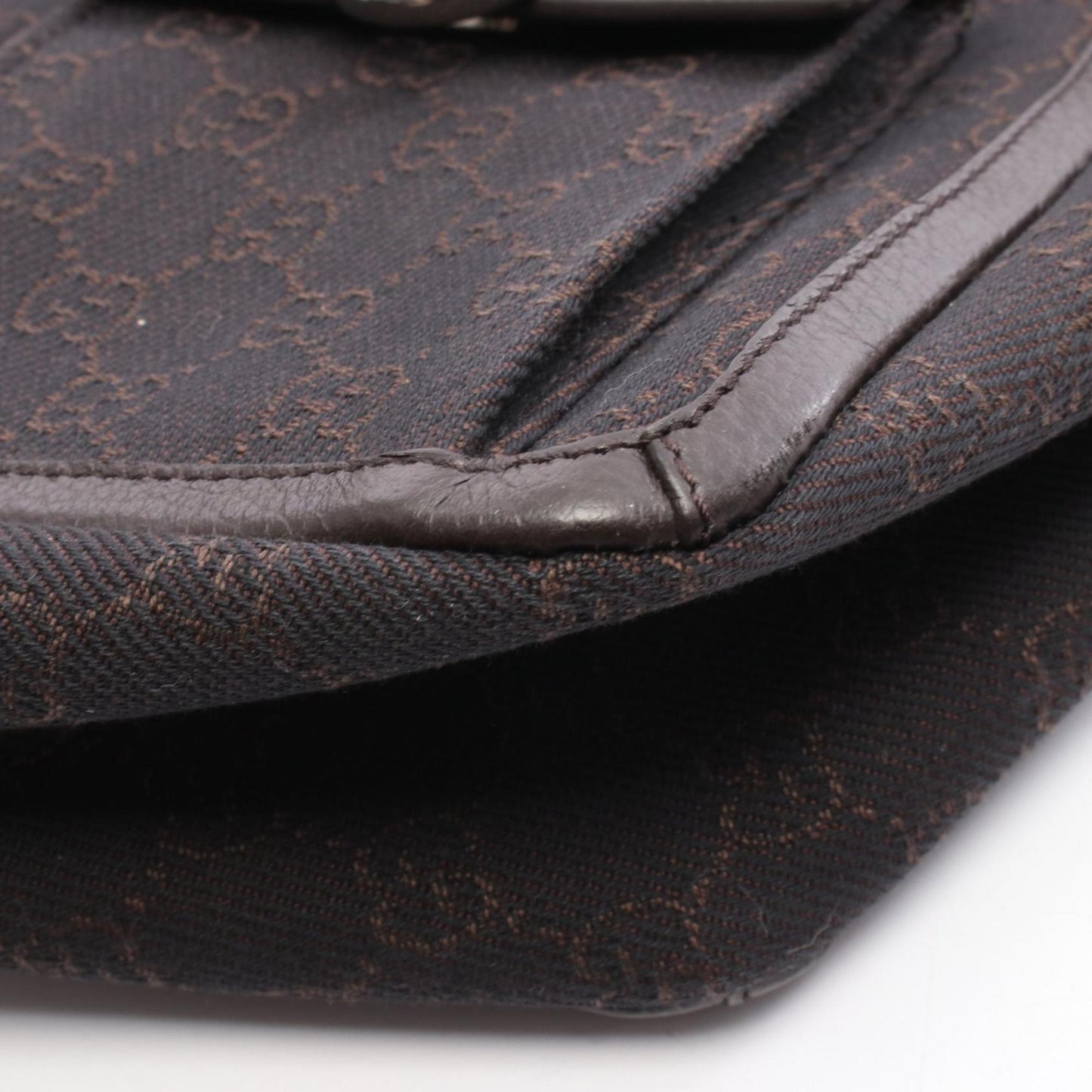 Gucci Brown Canvas Leather Tote Bag