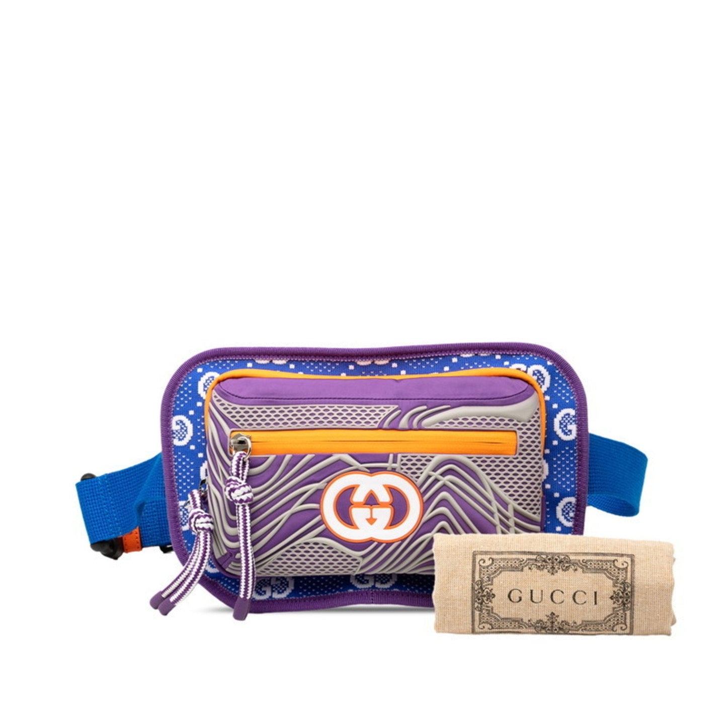 Gucci Blue Orange Purple Nylon Rubber Sling Bag