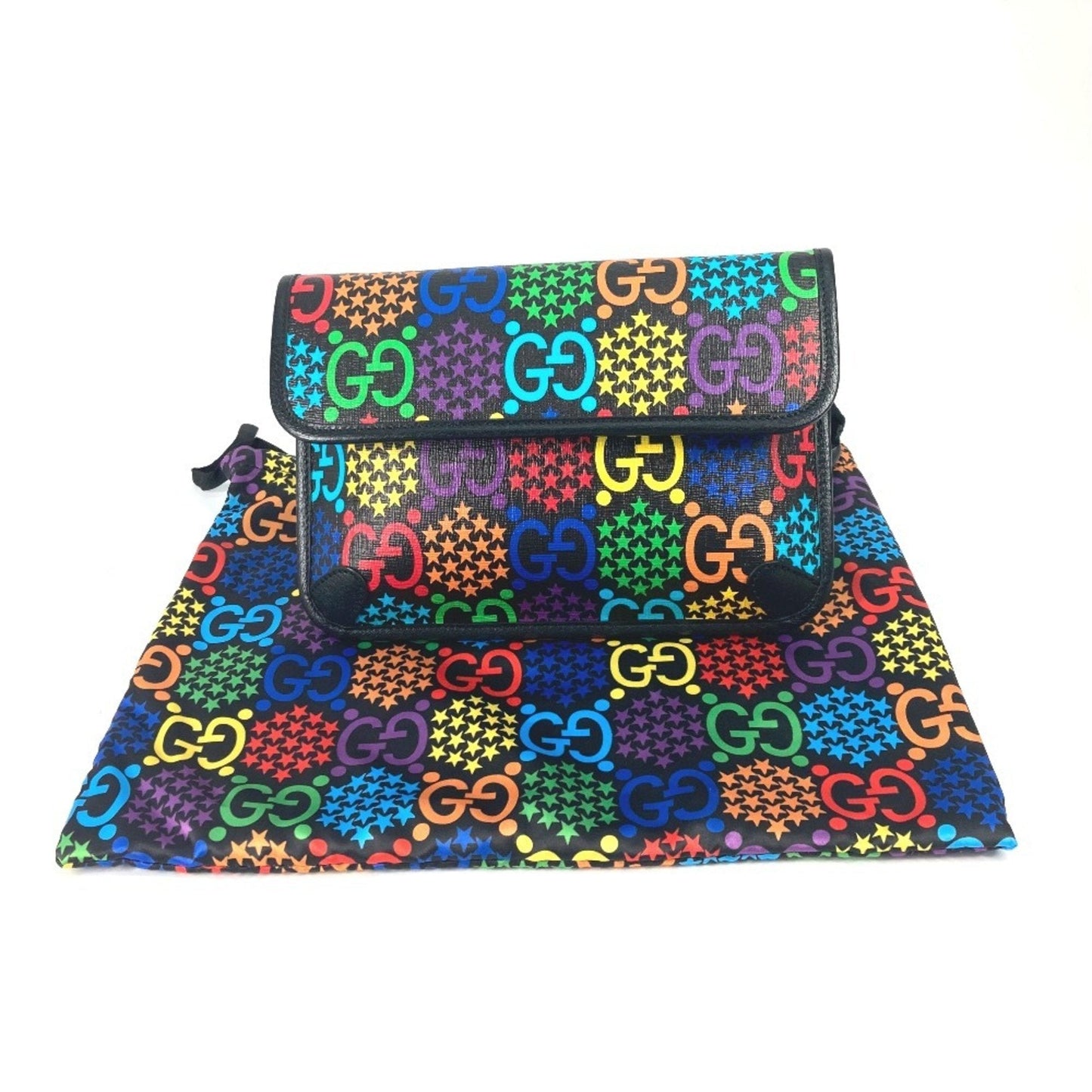 Gucci Black Multi-Color Leather Pvc Shoulder Bag Sling Bag