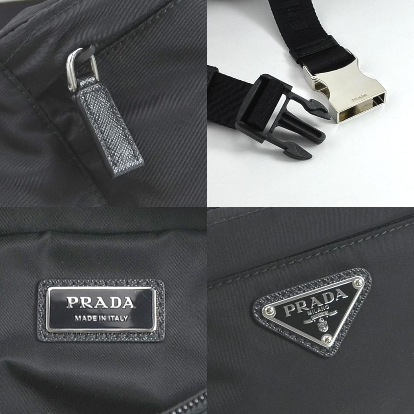 Prada Waist Bag Body Unisex Nylon Black Travel Bag