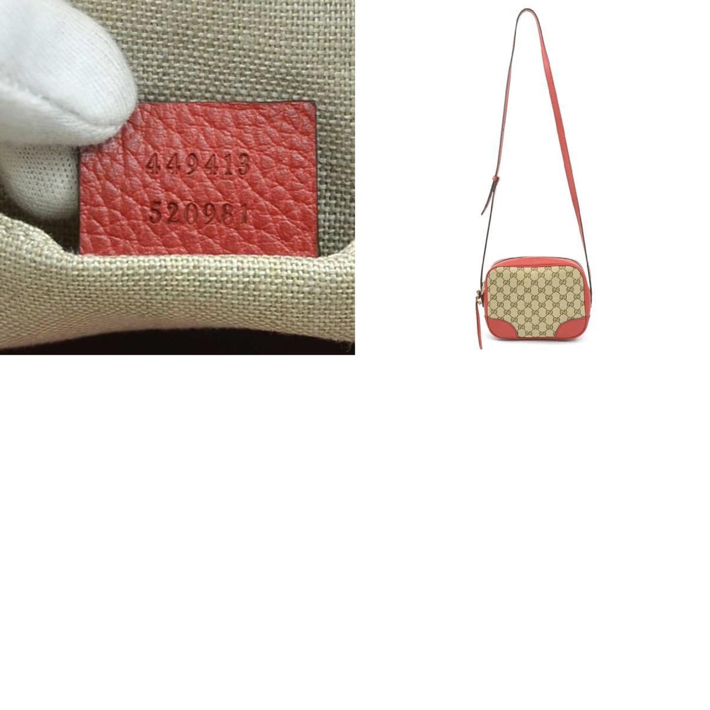 Gucci Brown Red Color Gg Canvas Leather Shoulder Bag