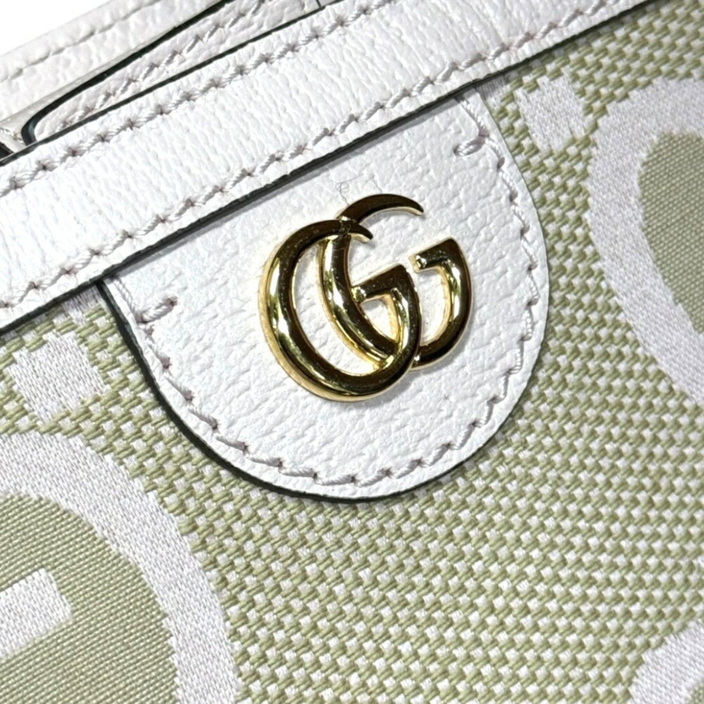 Gucci Beige Pink Canvas Leather Tote Bag