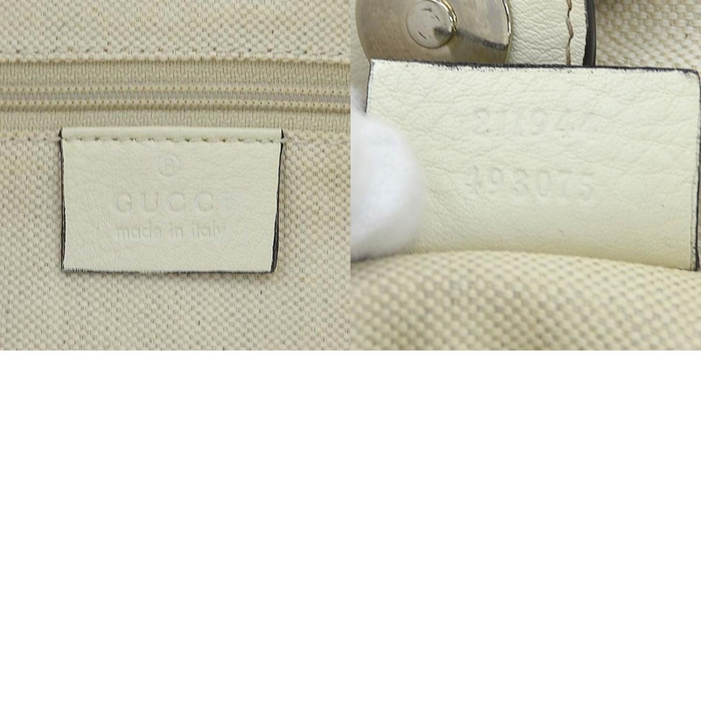 Gucci Ivory Leather Nylon Handbag