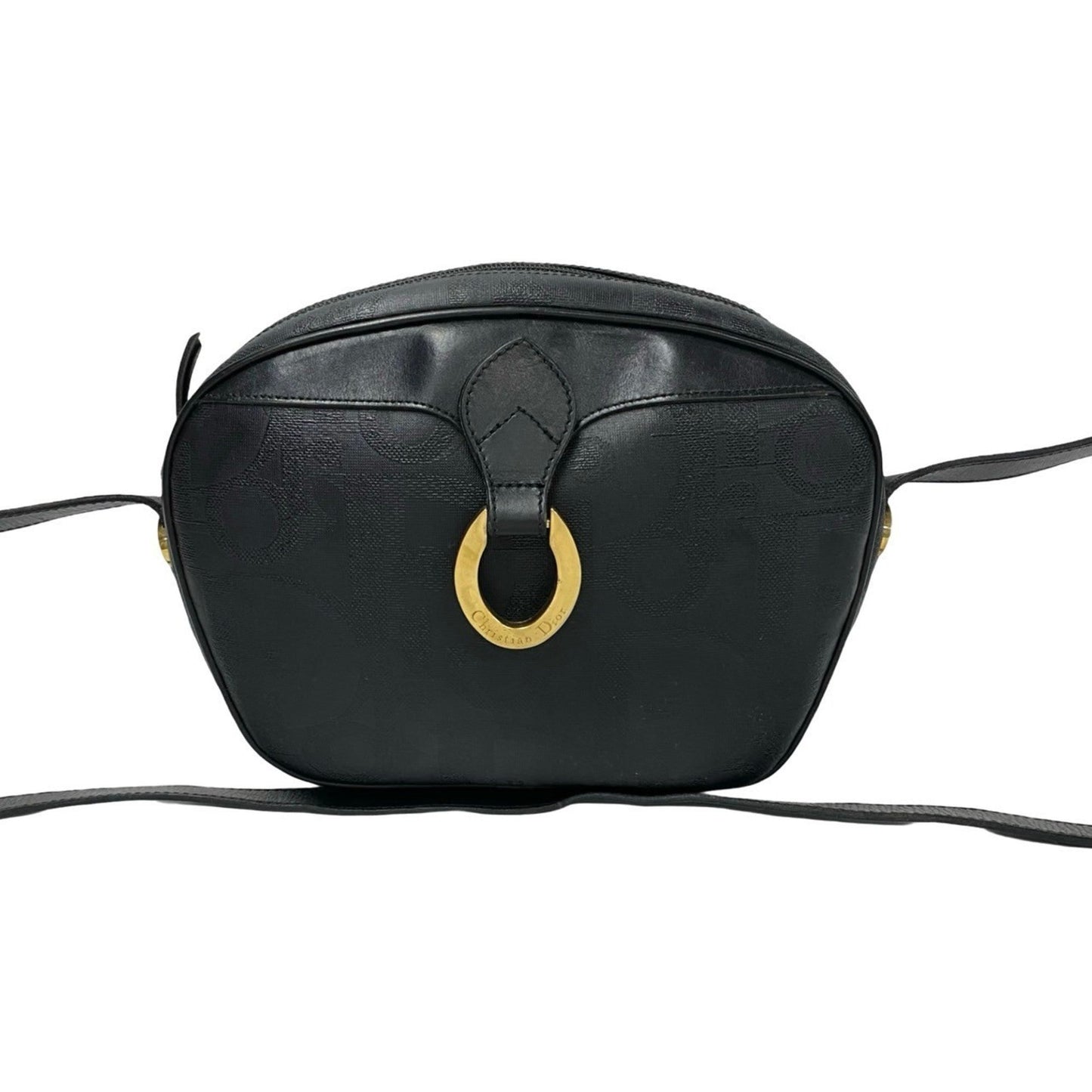 Dior Handbag Christian Pvc Pochette Shoulder Bag 2 Leather Black