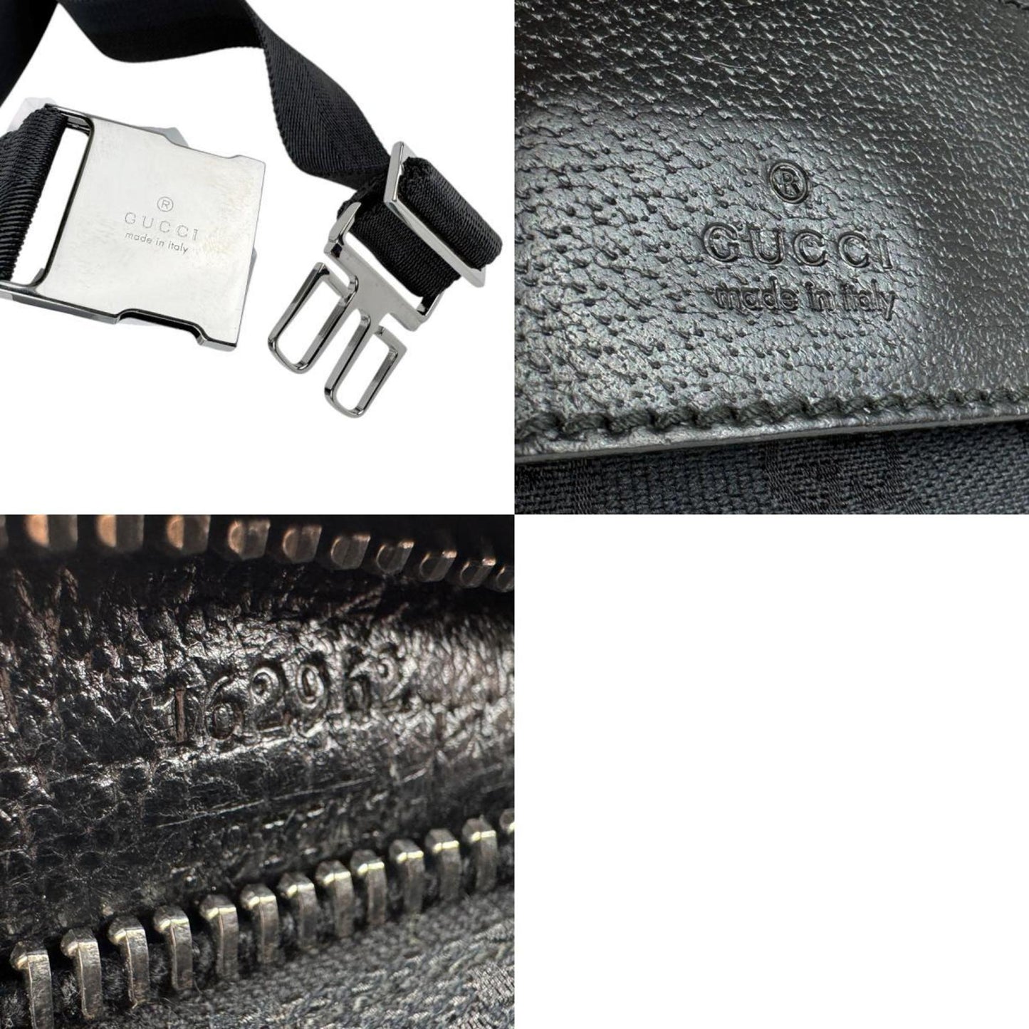 Gucci Black Gg Canvas Leather Fanny Pack