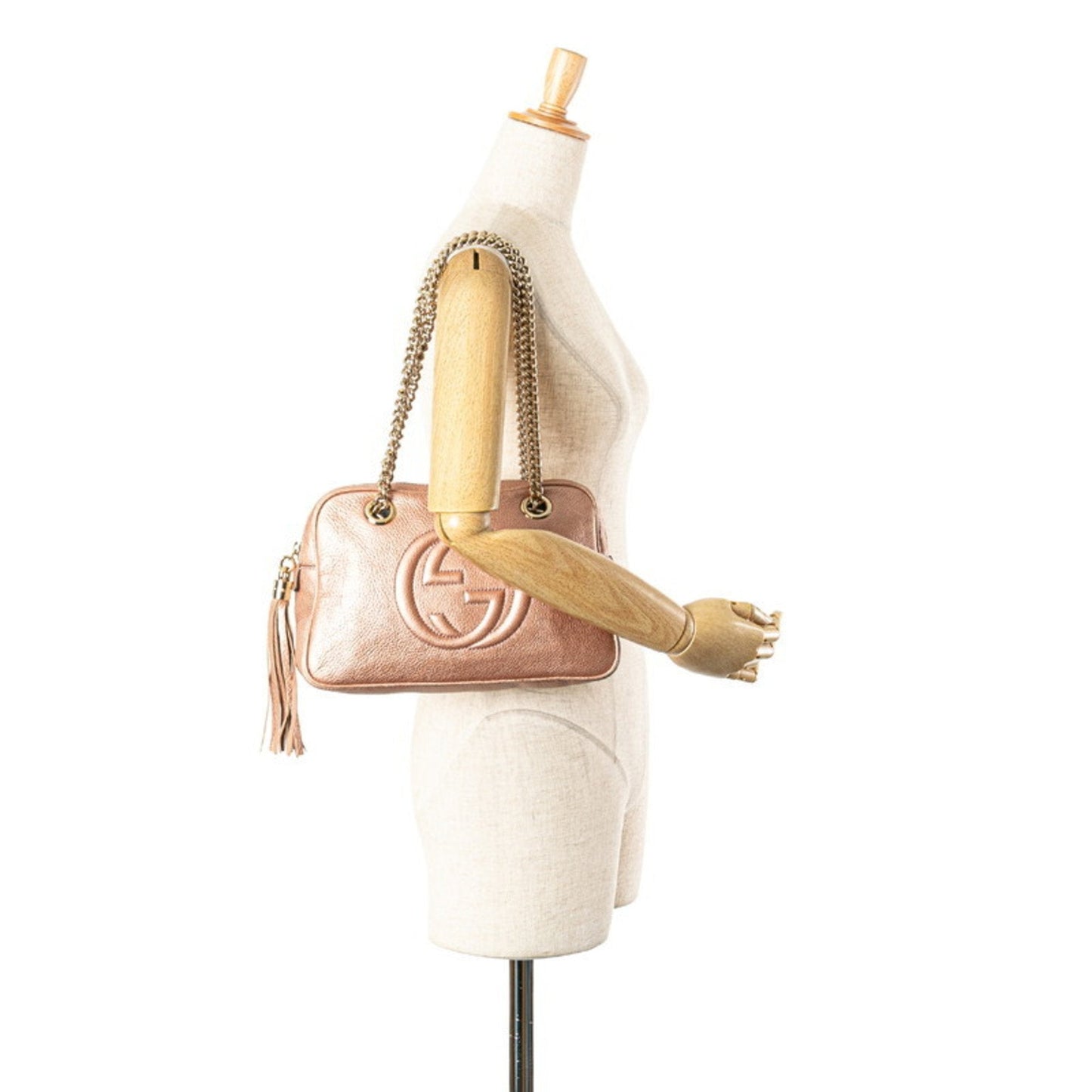 Gucci Gold Pink Leather Shoulder Bag