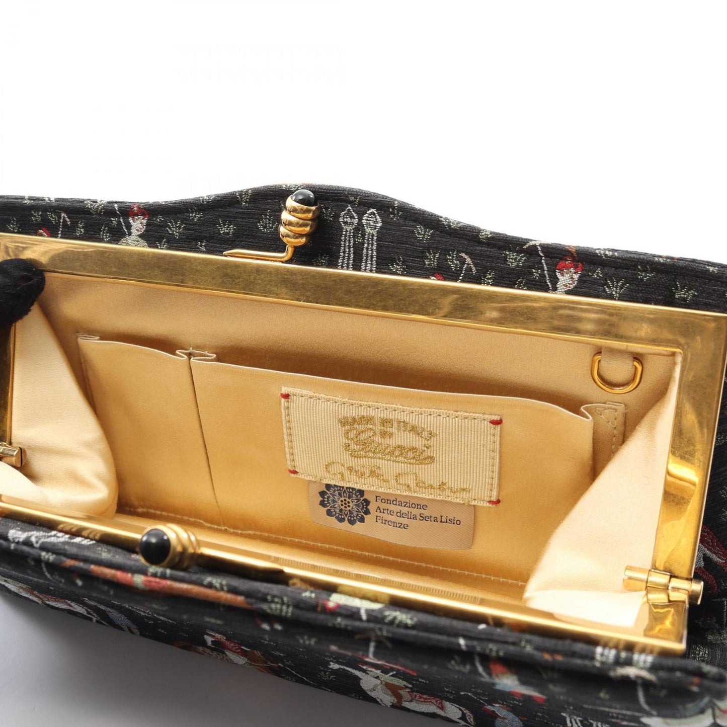 Gucci Black Multi-Color Canvas Clutch Bag