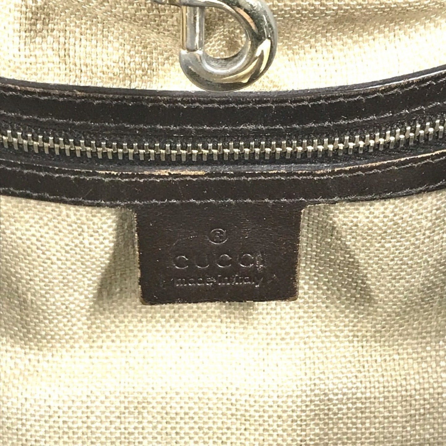 Gucci Beige Brown Leather Canvas Boston Bag Pouch Shoulder Bag Tote Bag