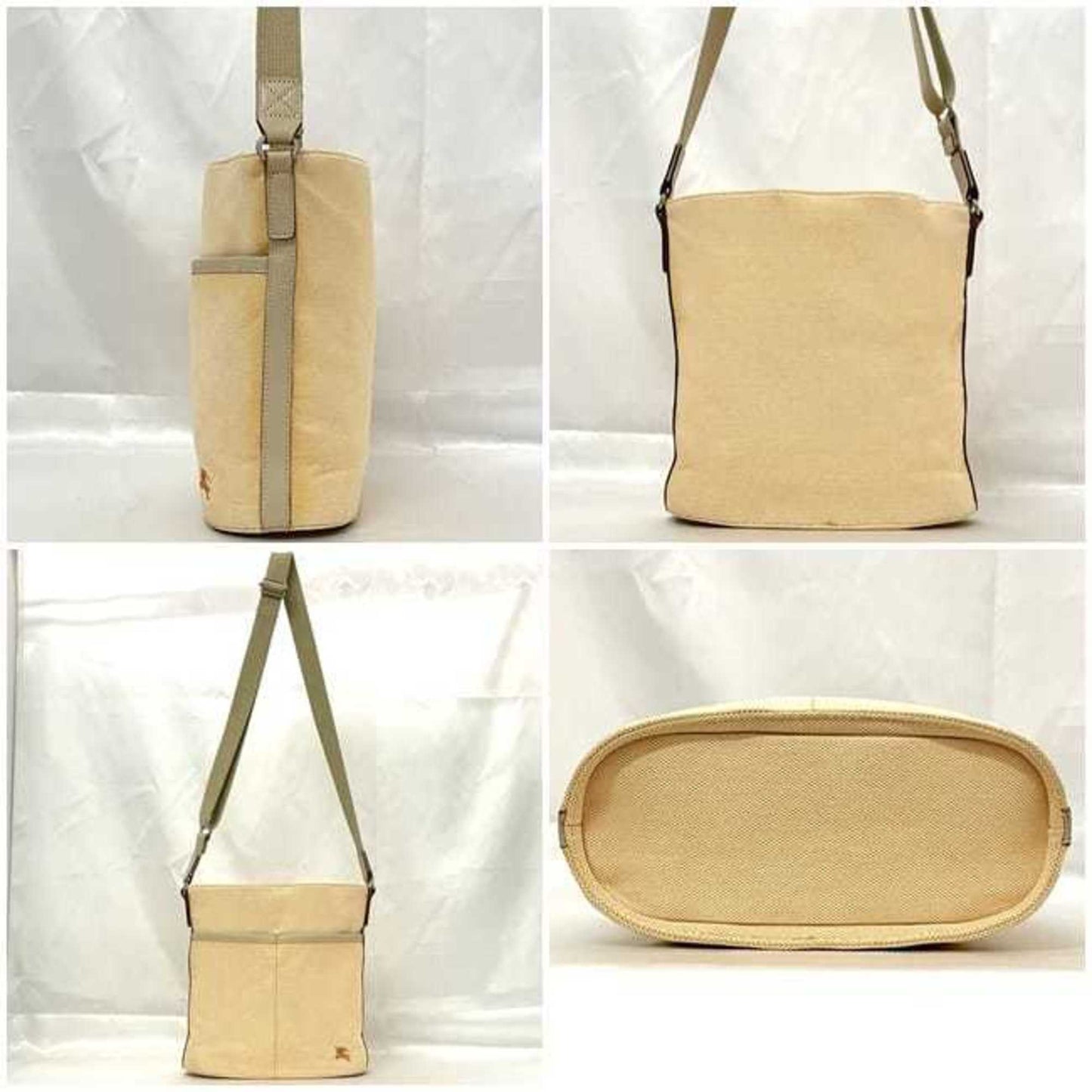 Burberry Shoulder Bag Canvas Beige Orange