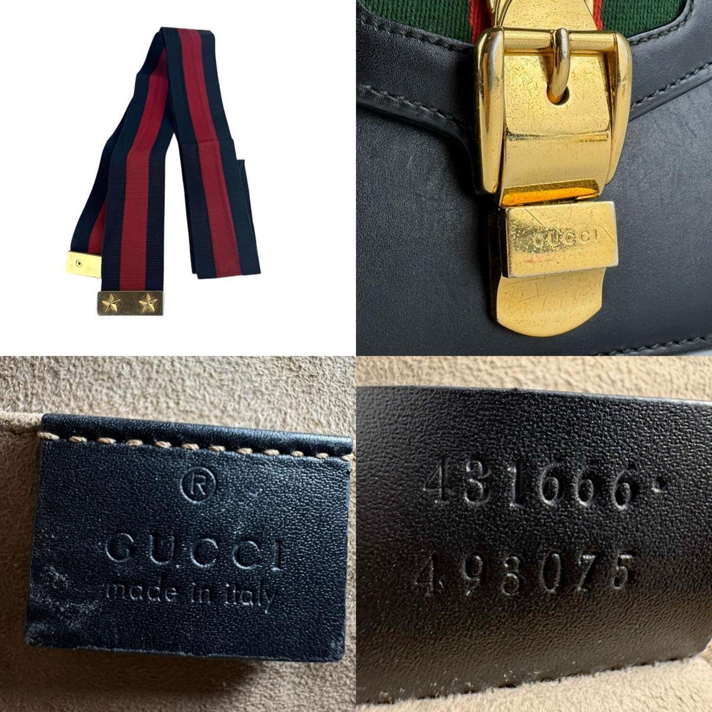 Gucci Black Leather Metal Shoulder Bag