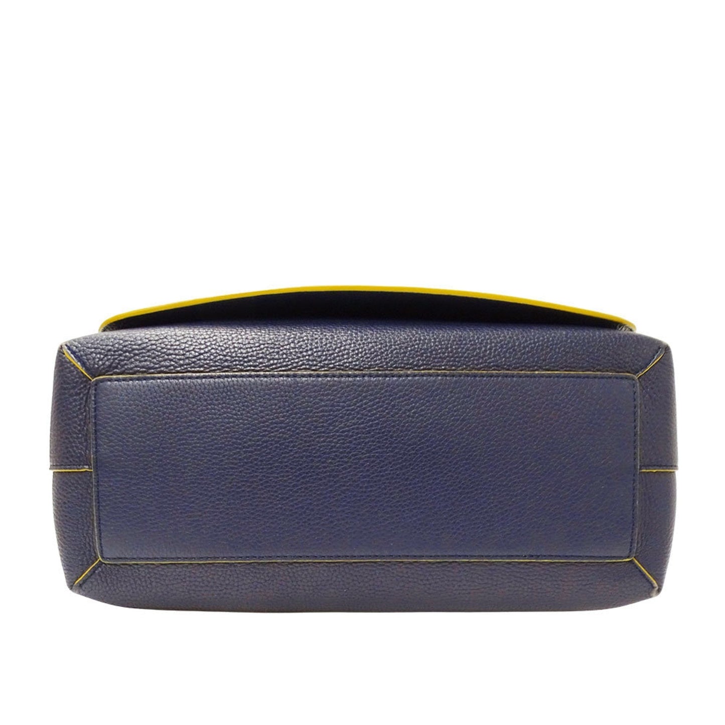 Burberry Shoulder Bag Leather Yellow Navy