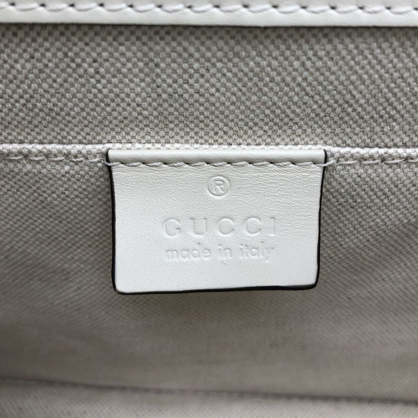Gucci Ivory Navy Red Color Bamboo Leather Handbag